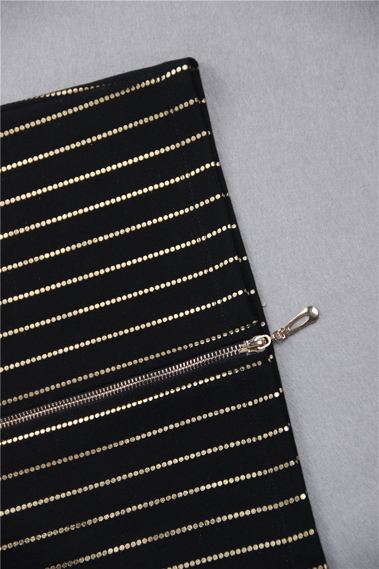 Thumbnail: Spring Women's Long-Sleeved Hot Gold Slit Zipper Prom Club Bodycon Dress