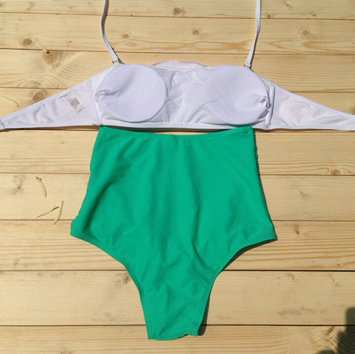 Thumbnail: 2018 Ruffle High Waist Swimwear Bikini Sets Vintage Retro Push Up Swimsuit