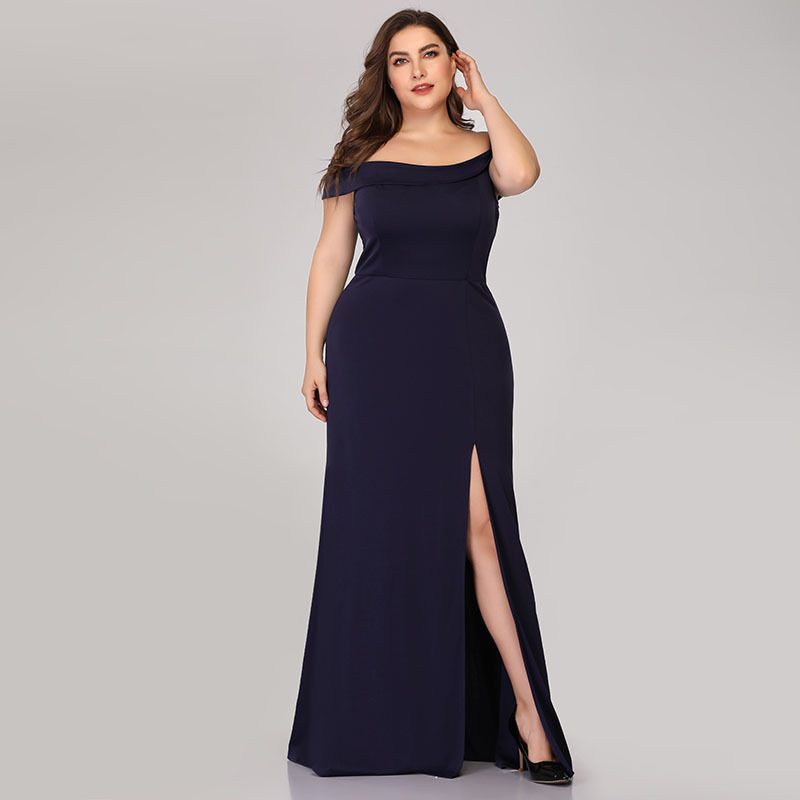 Thumbnail: Plus Size Women One Shoulder Wedding Party Prom Club Evening Dress