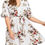 Thumbnail: Summer White V Neck Short Sleeve Floral Print Plus Size Short Dress