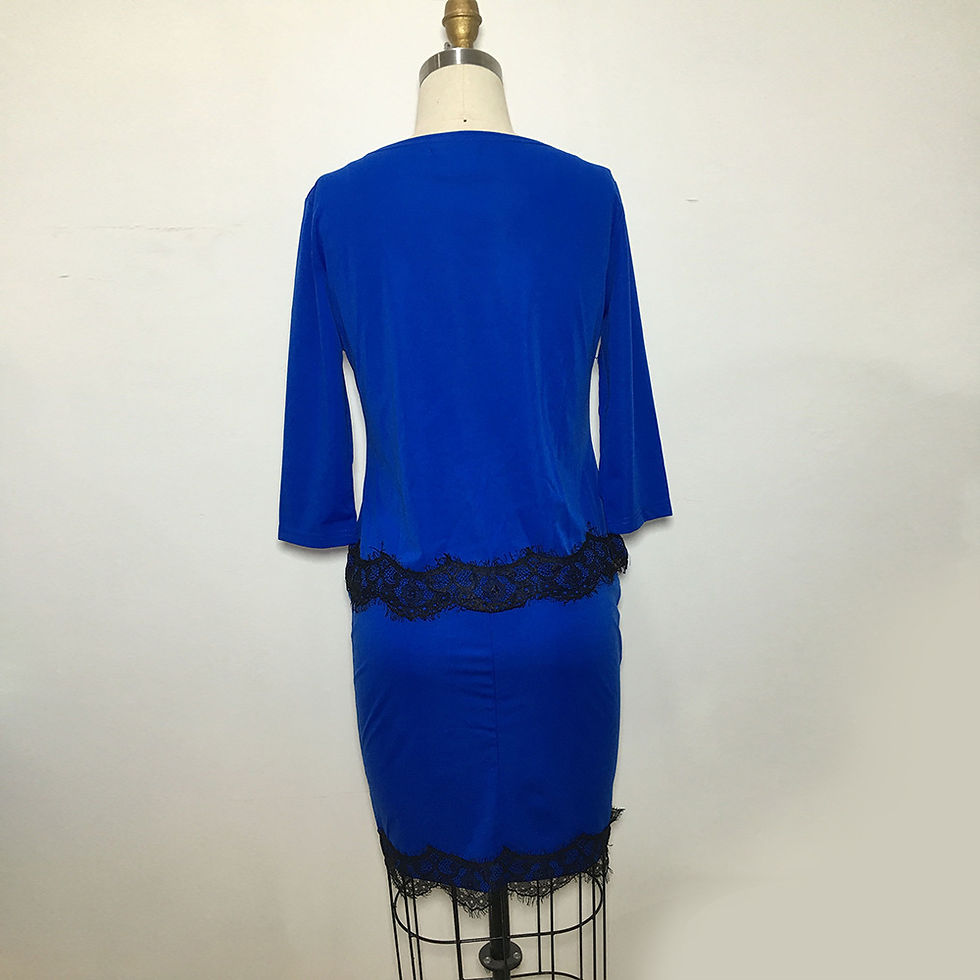 Thumbnail: Sexy Lace Stitching Half Sleeve Two Piece Work Dress Plus Size