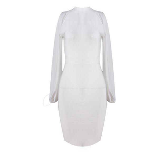 Thumbnail: Spring New Lantern Sleeve Strapless Party Prom Club Bodycon Dress