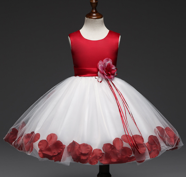 Thumbnail: First Flower Girl Dress Party Wedding Veil Dresses Kids Party Wear Costume