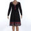 Thumbnail: Black Plus Size Floral Causal Loose V Neck Long Sleeve Midi Dress