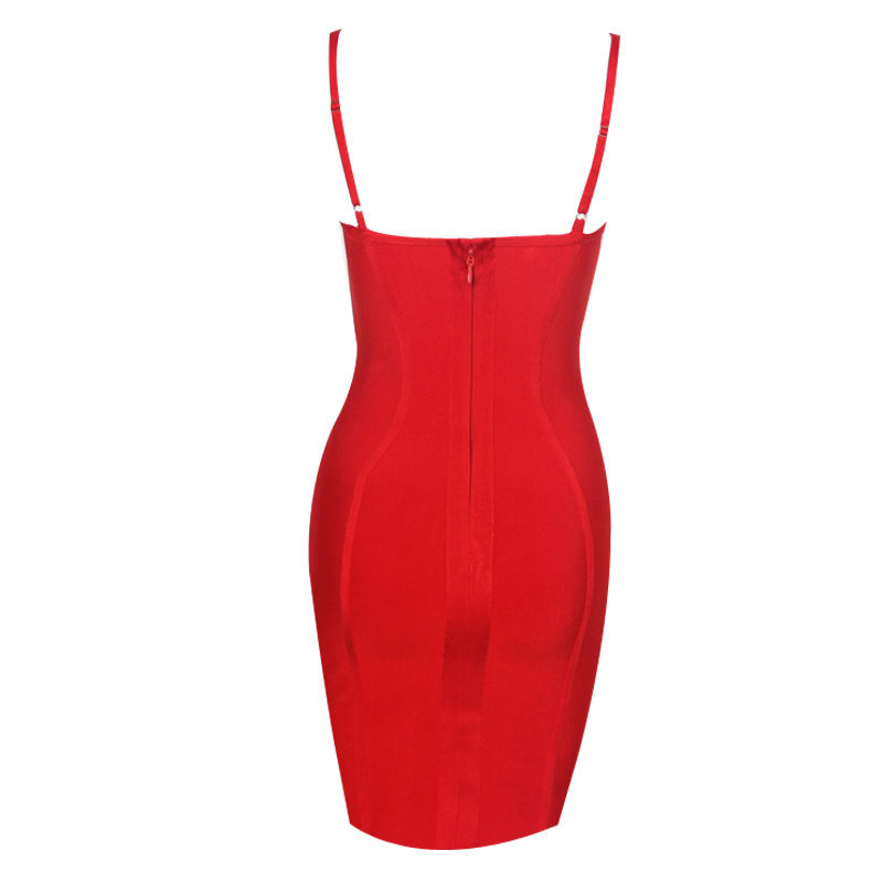 Thumbnail: New Simple Sling V-Neck Bandage Party Prom Club Bodycon Dress