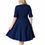 Thumbnail: Plus Size Summer Half Sleeve V-Neck High Waist Casual Black Vintage Midi Dress