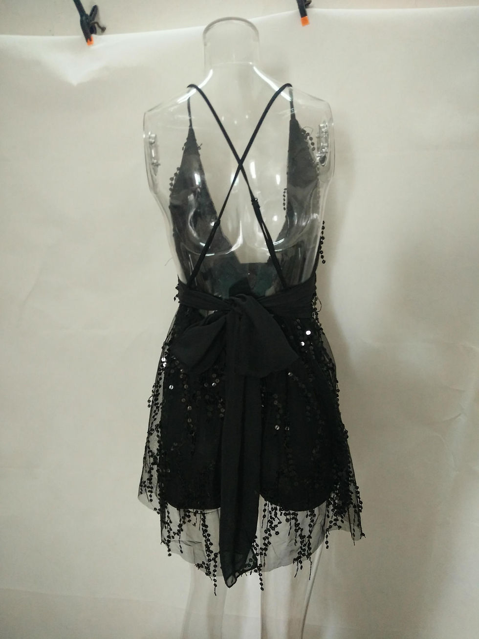 Thumbnail: New Women's Sling Sequined Deep V-neck Strap Swing Party Prom Club Bodycon Dress