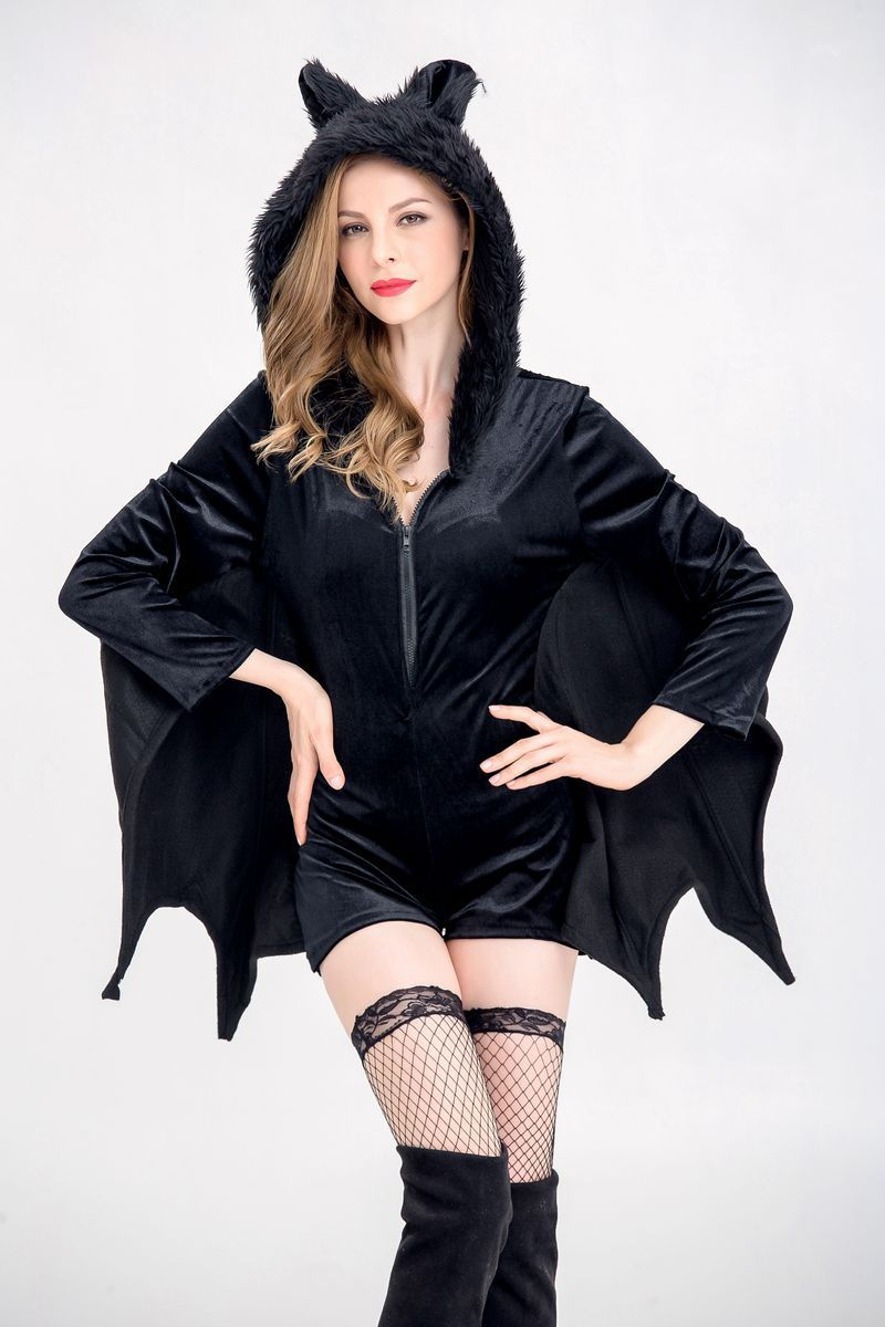 Thumbnail: Halloween Adult Masquerade Costumes Black Batman Witch Cosplay Costume