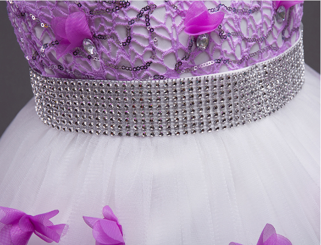 Thumbnail: Flower Girl Dress Sleeveless Nail Bead Princess Wedding Birthday Party Dress