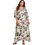 Thumbnail: Plus Size Floral Print V-neck Half Sleeve Loose Elegant Maxi Long Dress