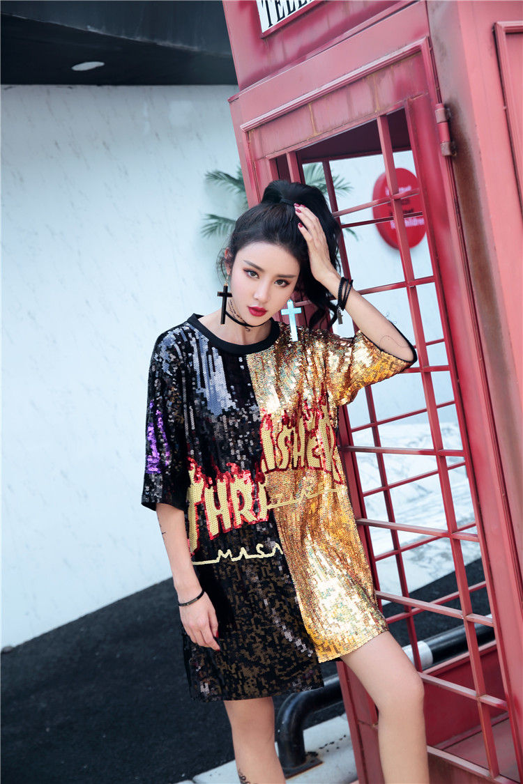 Thumbnail: Street Fashion Plus Size 3D Loose Sequin Personality T-Shirt