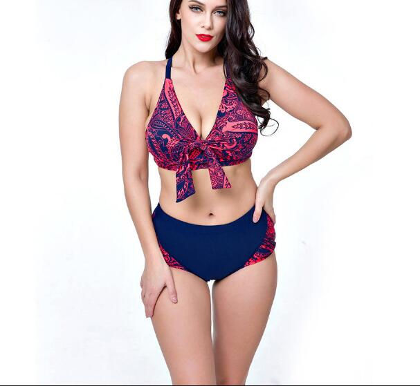Thumbnail: Plus Size Swimsuit Bandage Bikini Set Push Up Swimwear