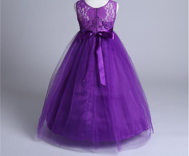 Thumbnail: Long Girls Flower Dresses Wedding Party Princess Pageant Formal Sleeveless Dress