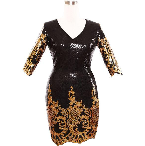 Thumbnail: Sequined Long Sleeve Party Prom Club Bodycon Dress