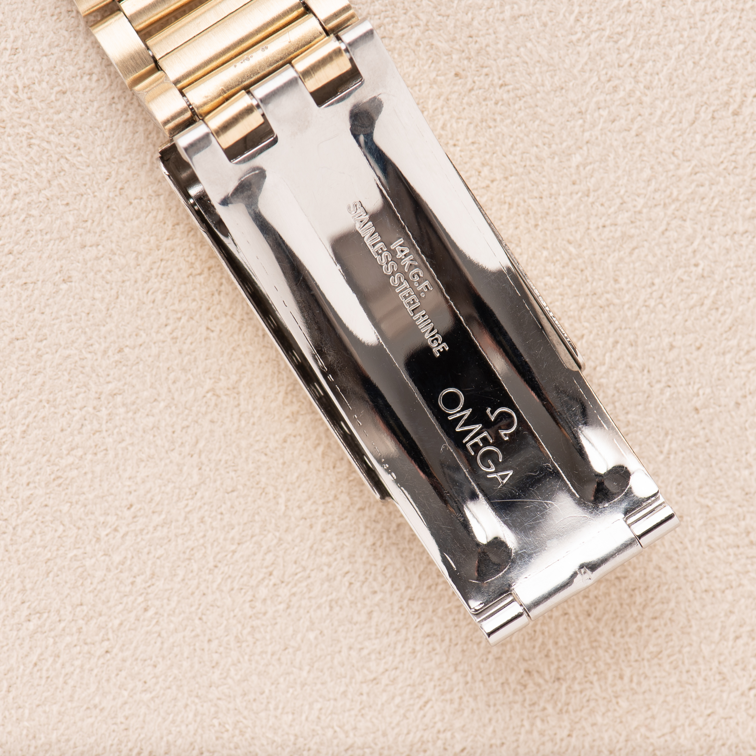 View of Omega Electronic F300 Hz Genève Chronometer Bordeaux Dial Ref 198.030 from 1972
