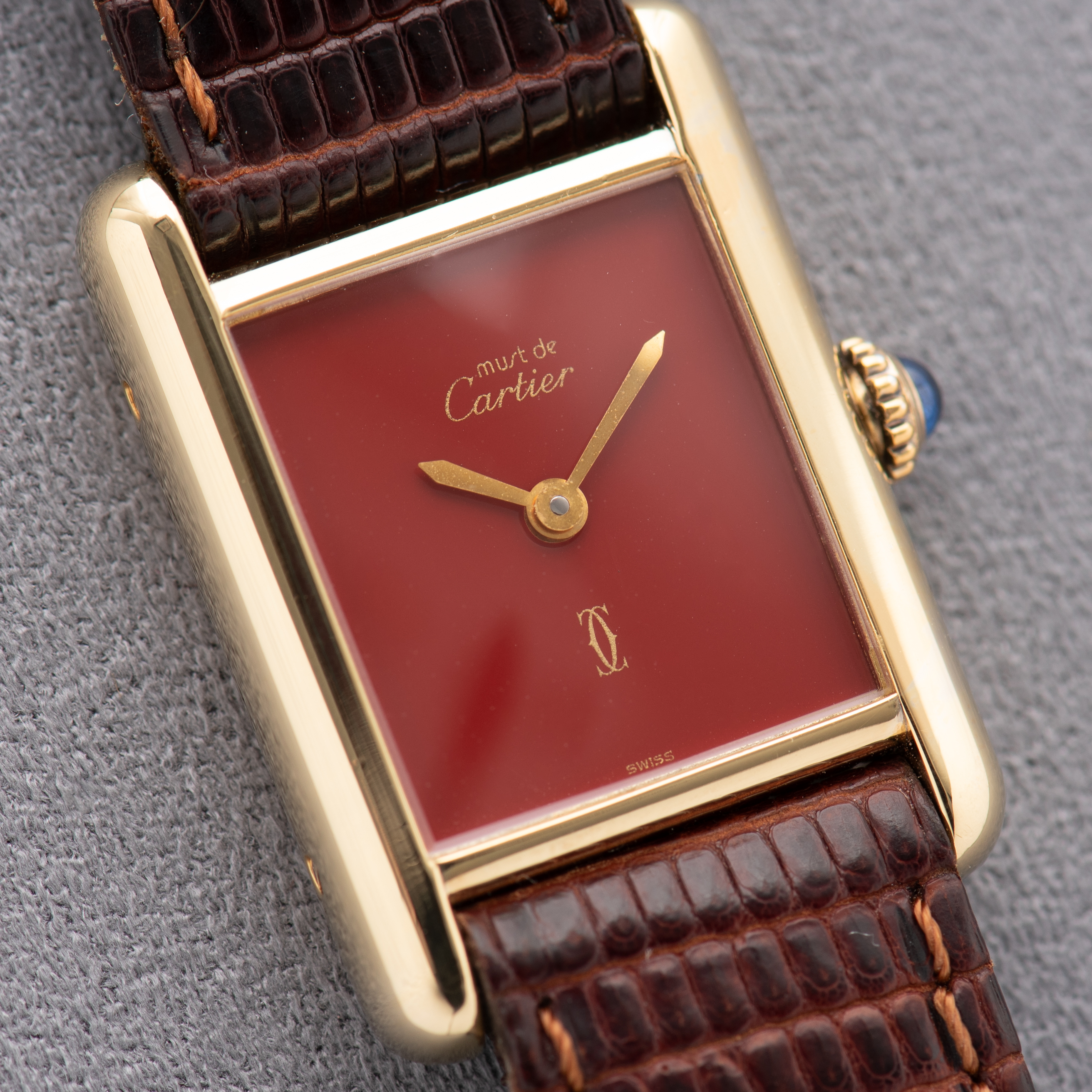 Vue de Cartier Must de Tank de Must Vermeil Burgundy Dial from 1980