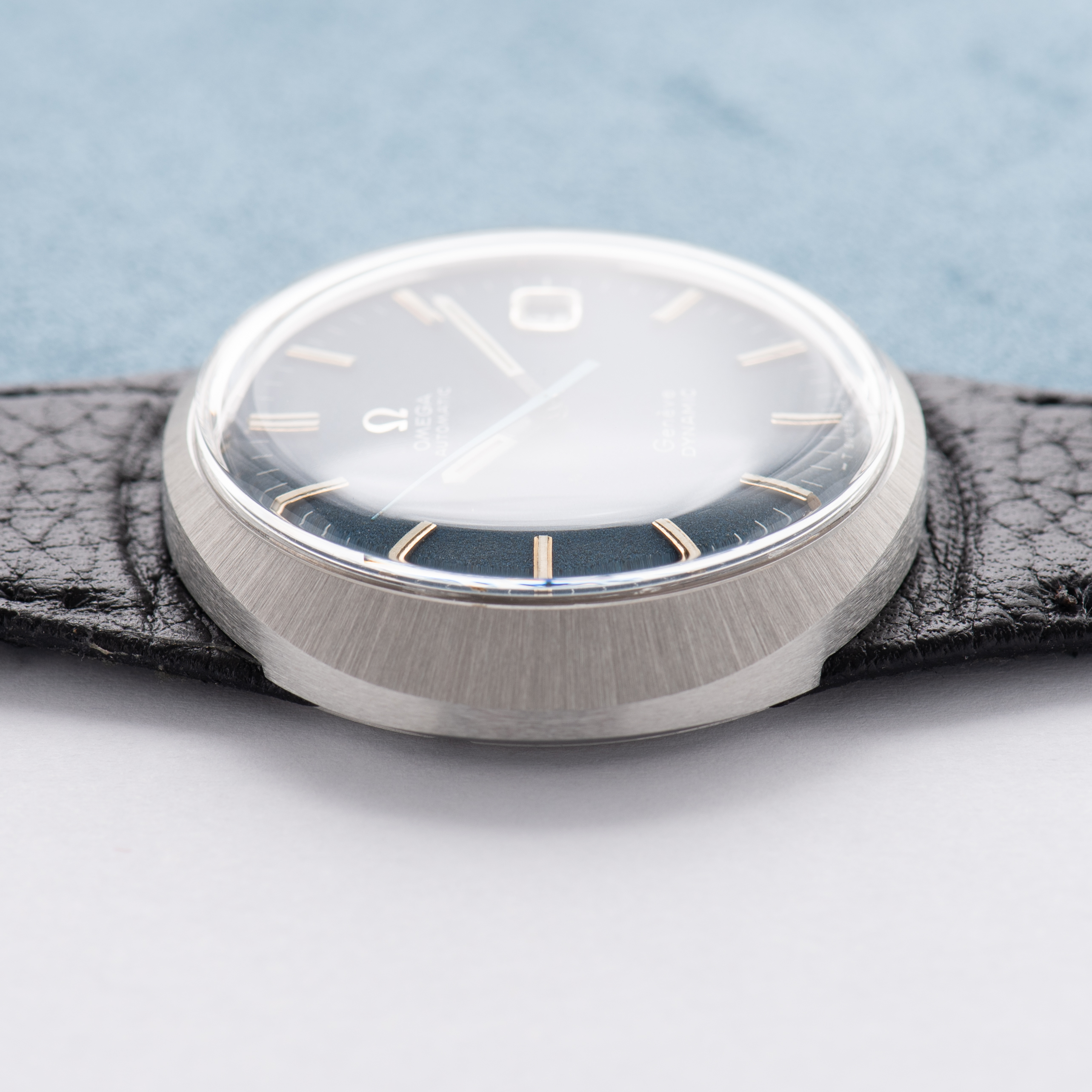 View of Omega Genève Dynamic Automatic Blue Dial from 1968 Ref 166.039