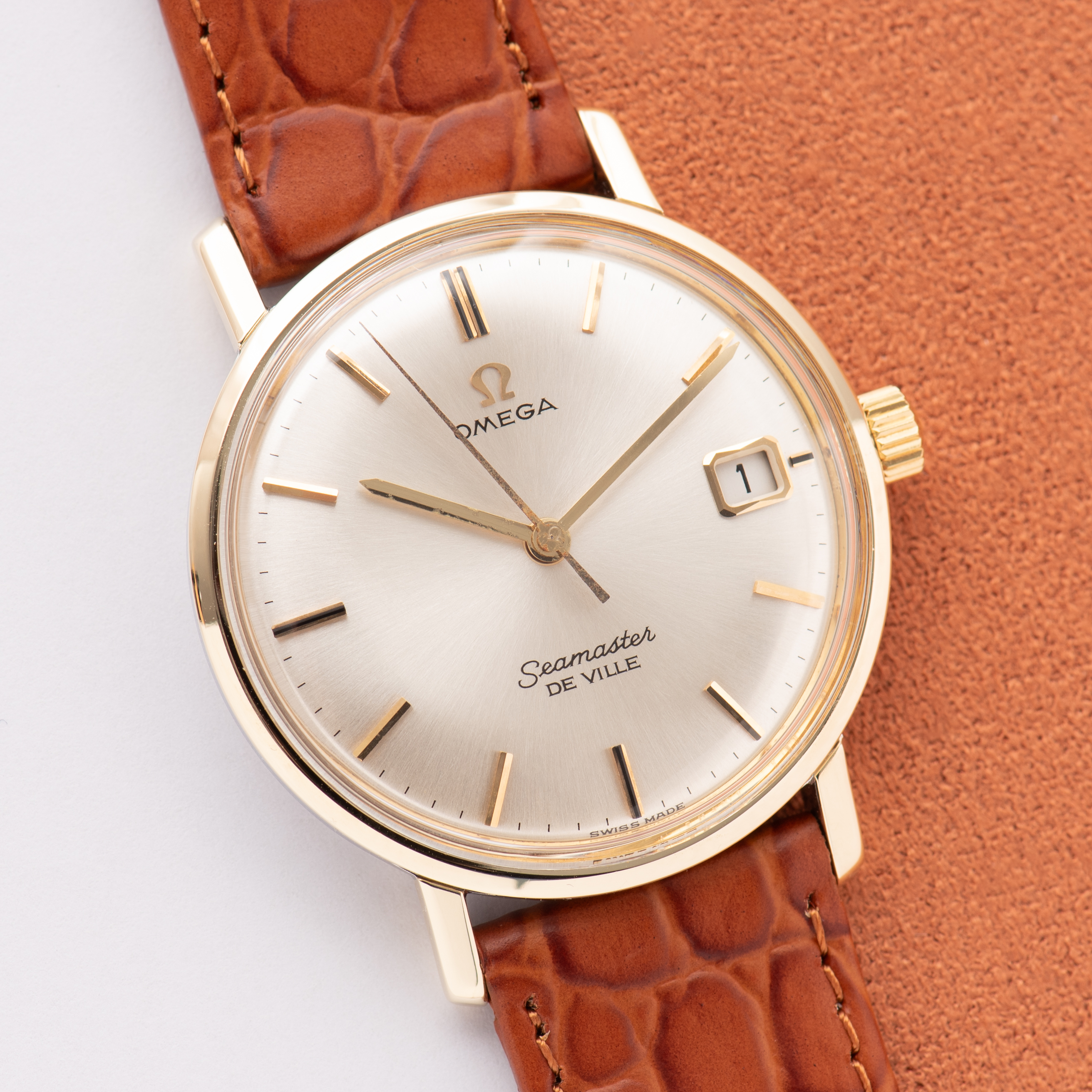 View of Omega Seamaster De Ville Date Gold/Steel Ref 136,020 SP from 1963