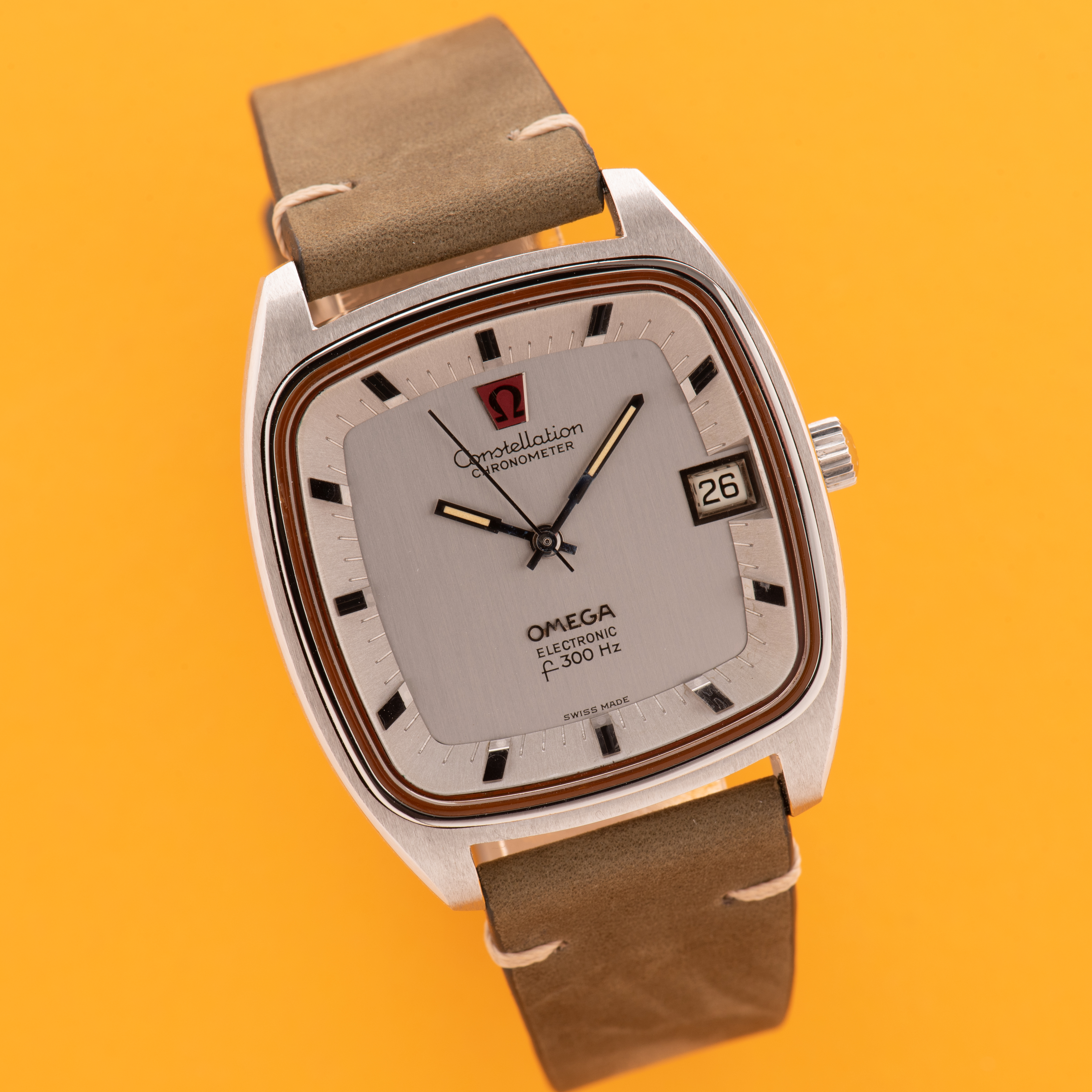 Zicht op Omega Constellation Chronometer Electronic F300Hz vanaf 1972 Ref 198.0027