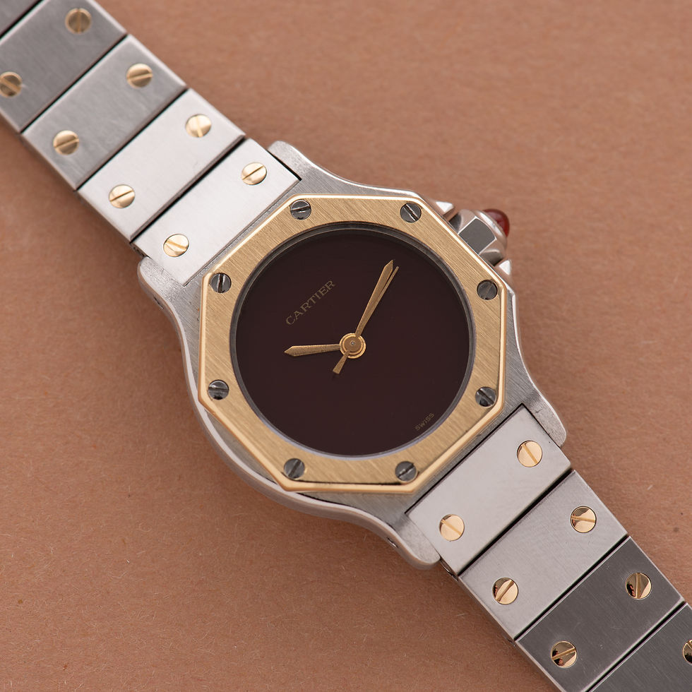 Thumbnail: Cartier Octagon Burgundy Spider Dial réf 0907