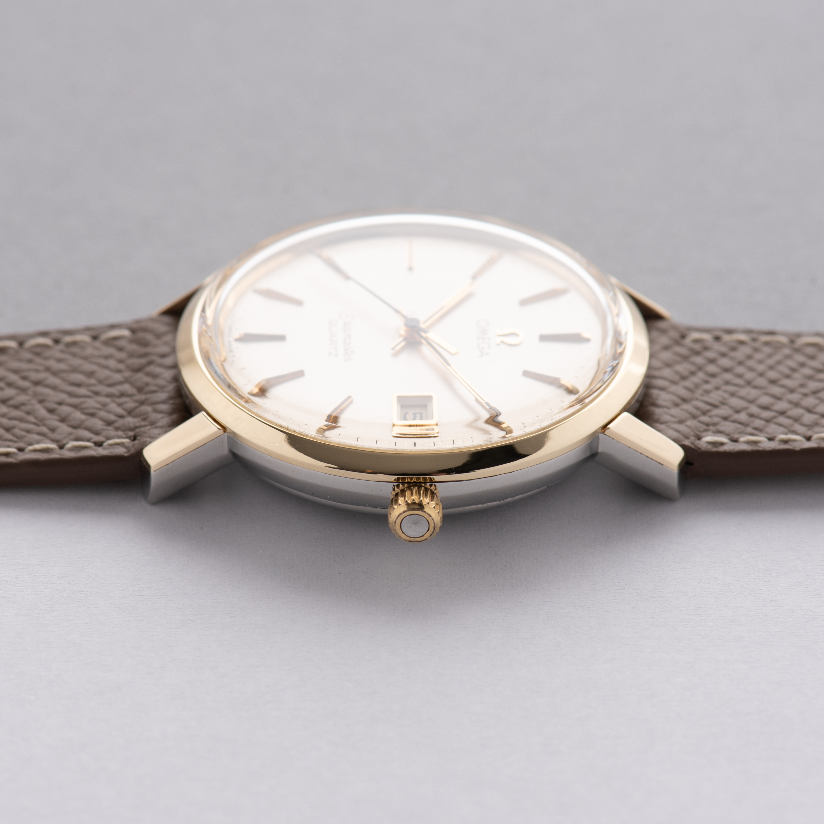 View of Omega Seamaster Quartz réf 196.4008 gold capped/steel from 1979