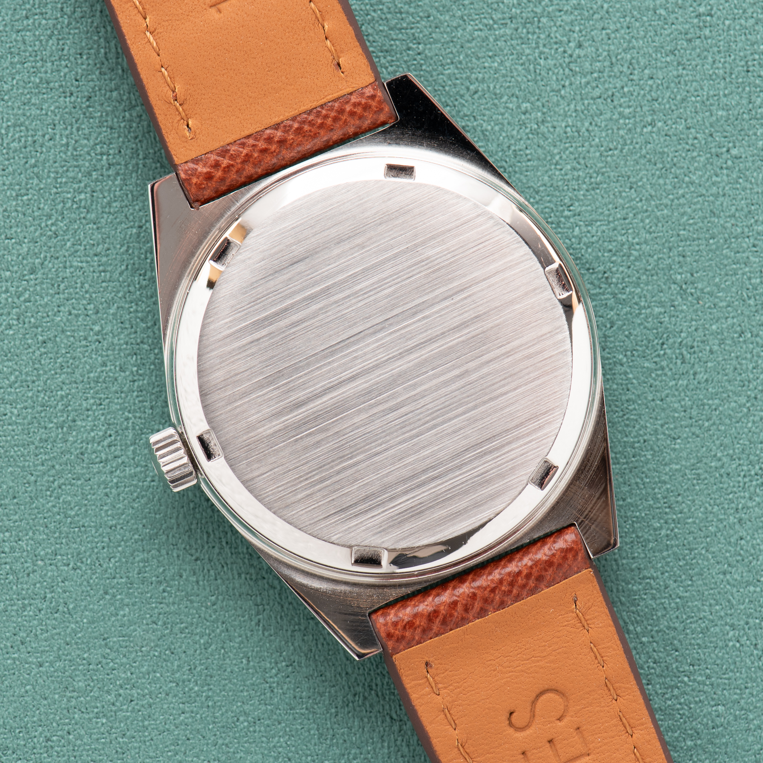 View of Omega Geneva Date Silver Dial Ref 136.0049 from 1969