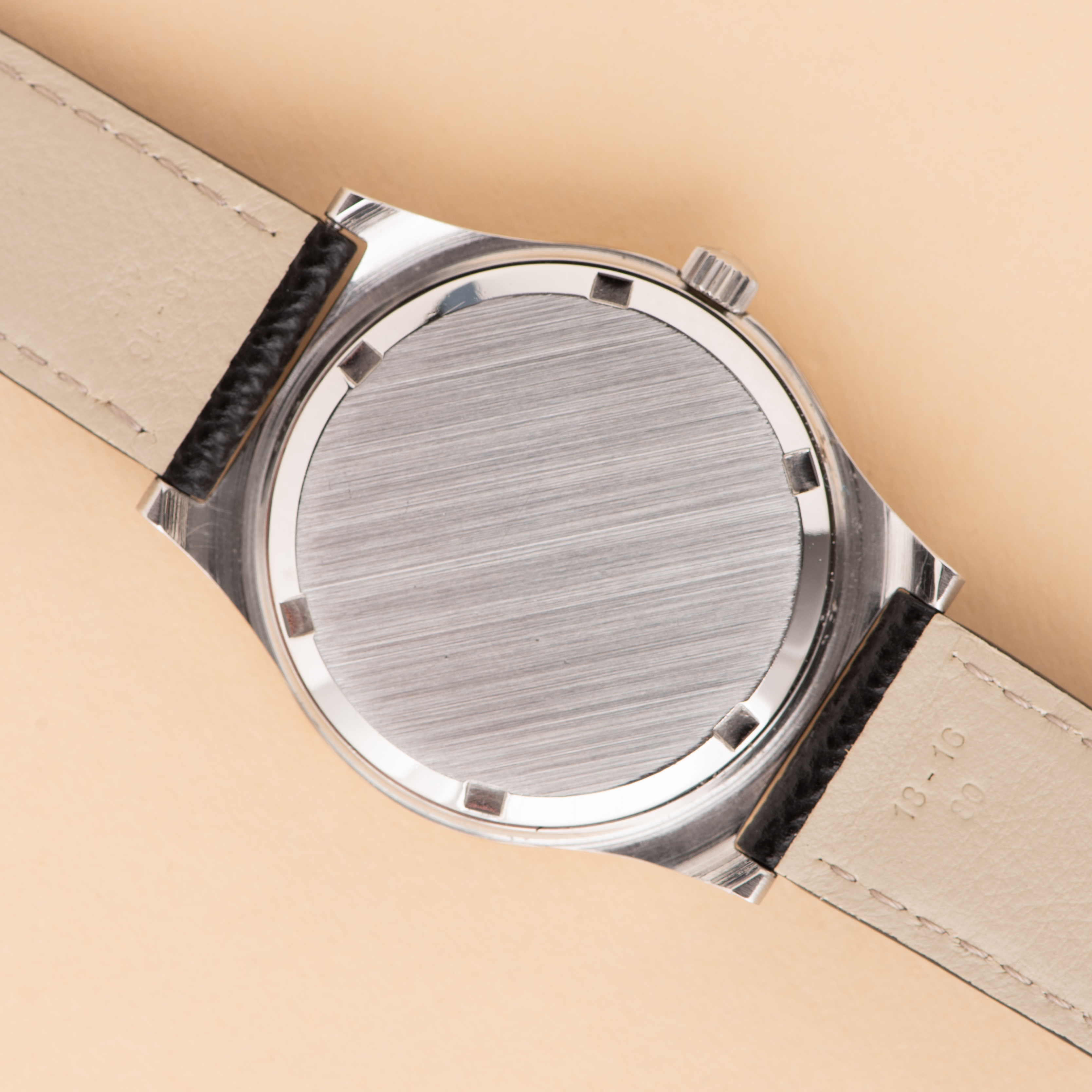 View of Omega Geneva Mechanical Date Breguet Dial Ref 136.0102 from 1975
