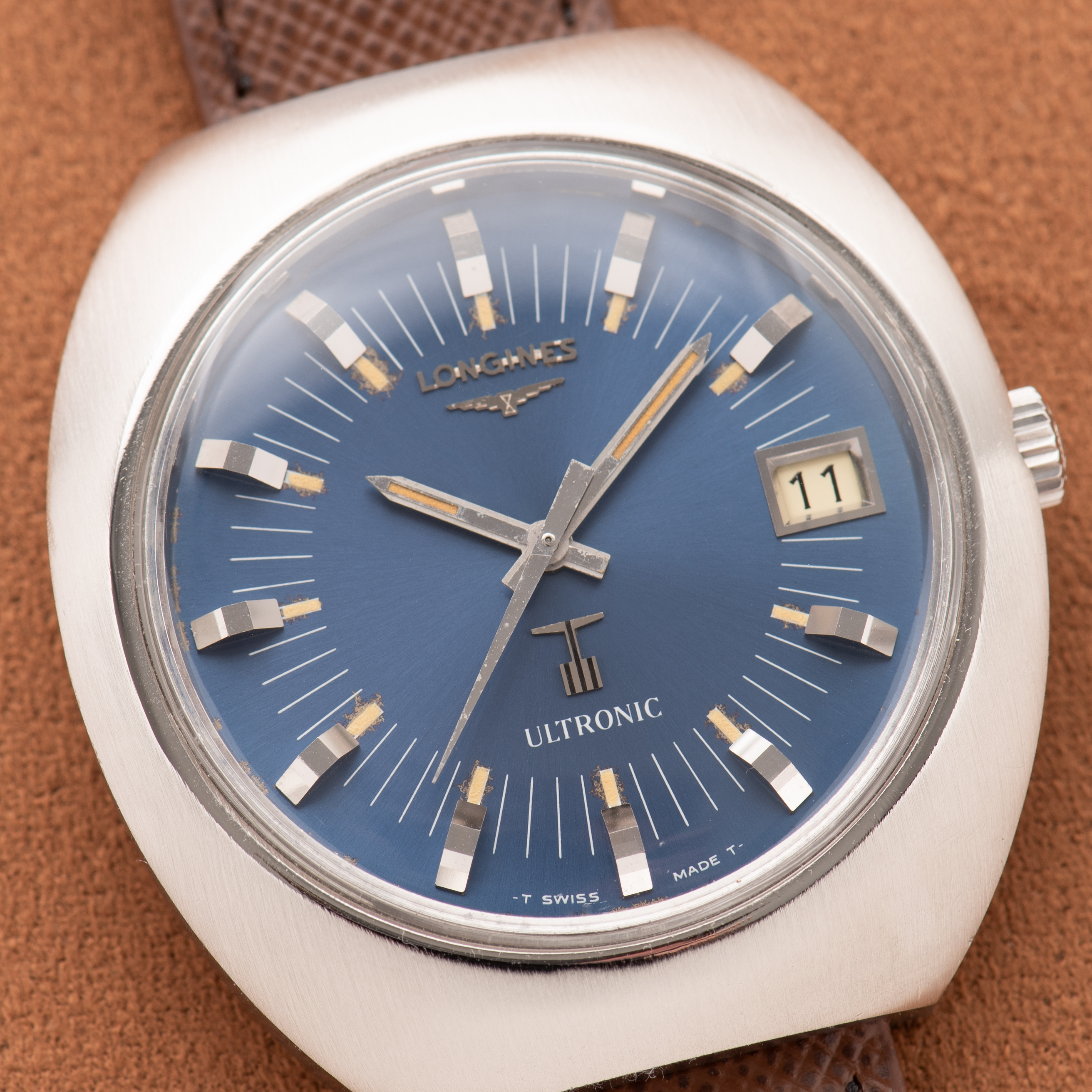 Vue de Longines Ultronic Blue Patina dial réf 8480 cal 6312 from 1970