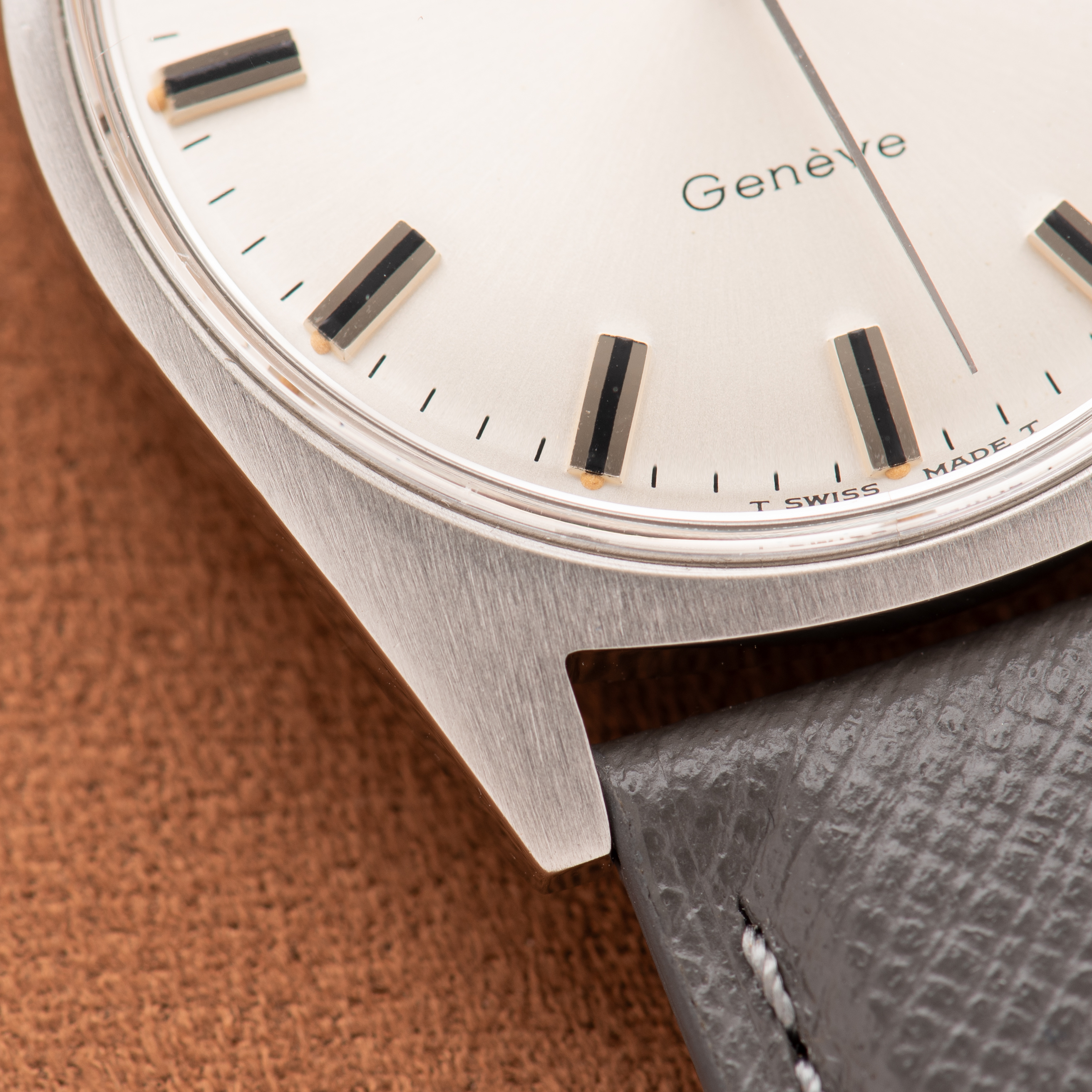 View of Omega Automatic Genève Silver Dial ref 165.041 from 1968