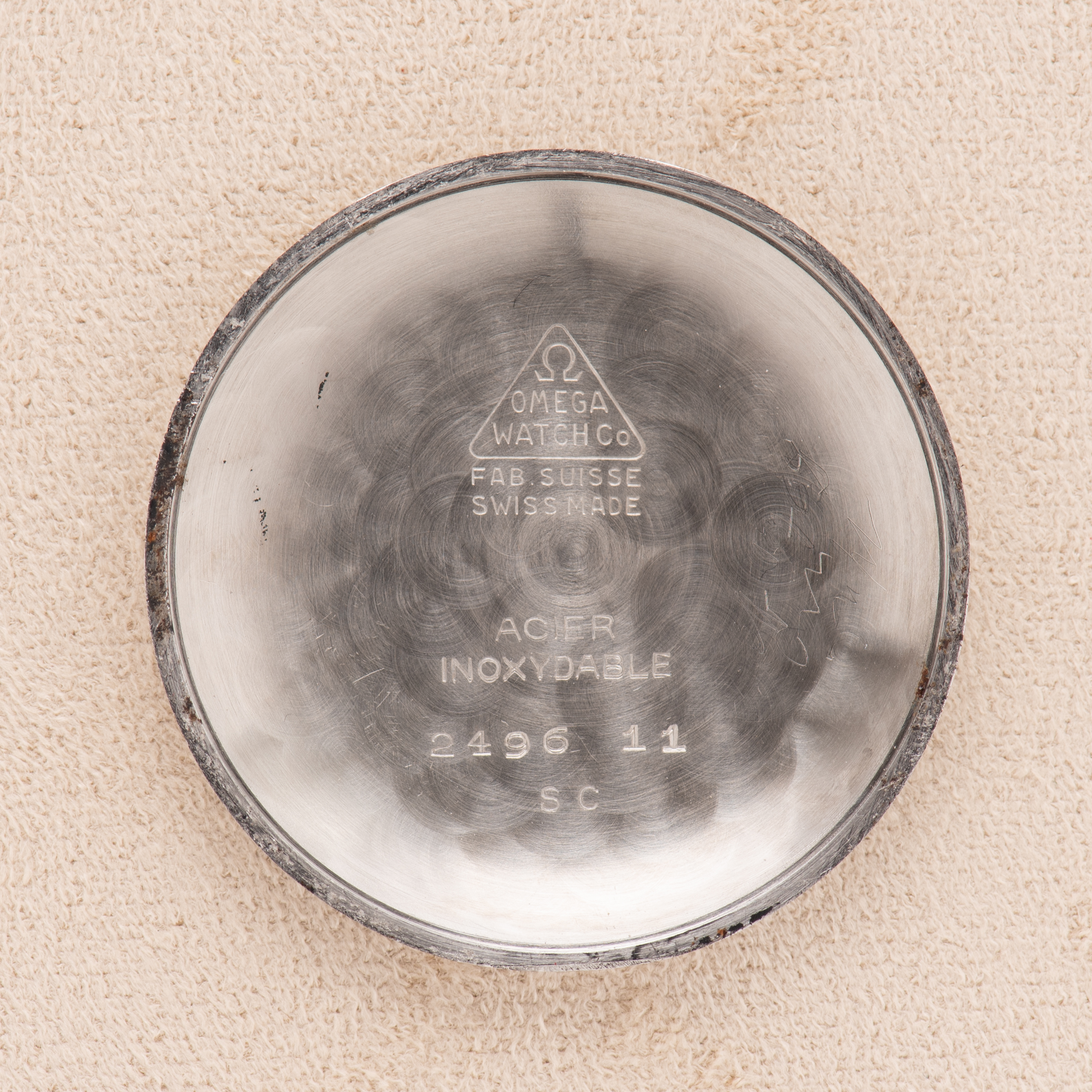 View of Omega Dress Watch Centre Seconds Arabic Dial ref 2496 from 1952