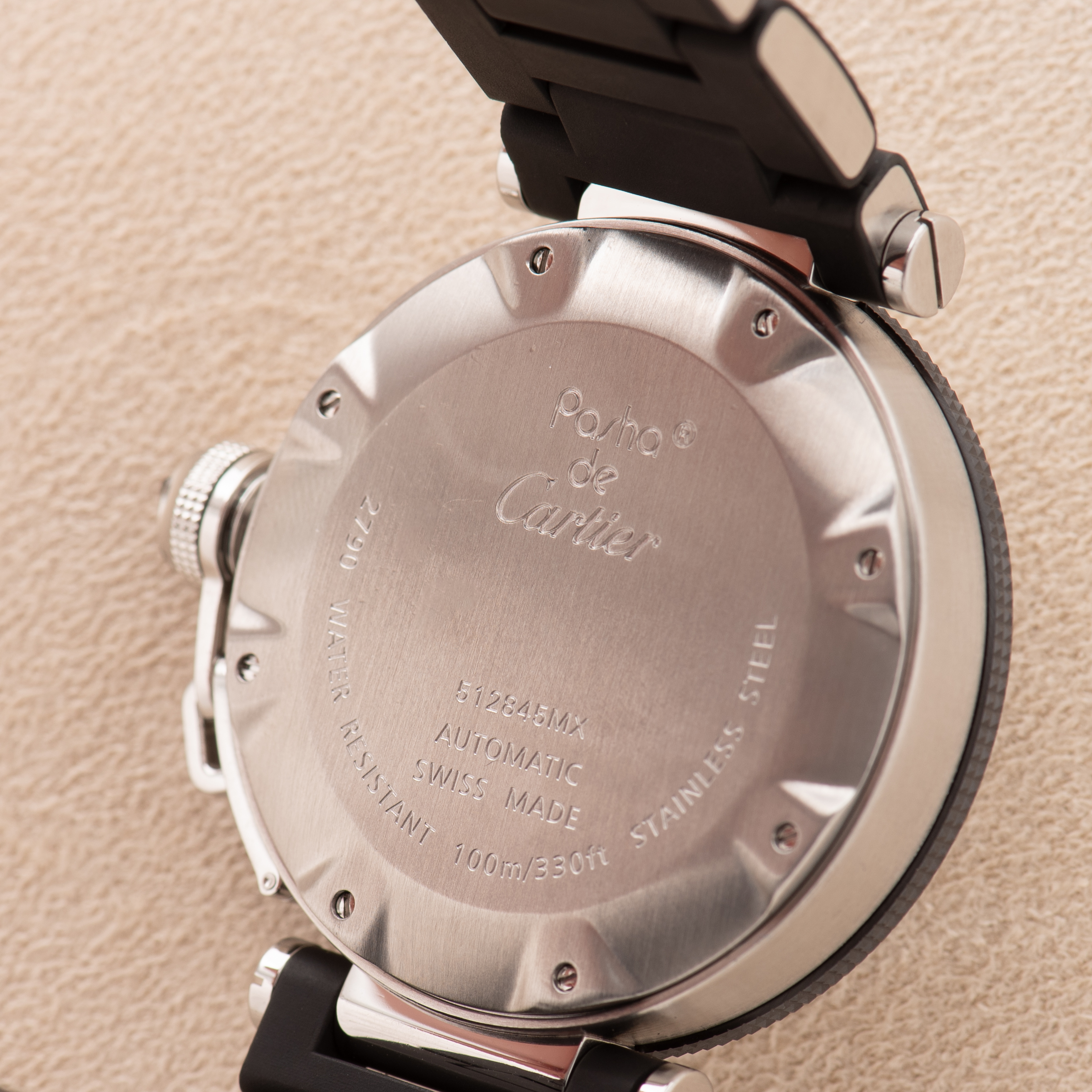 View of Cartier Pasha Seatimer Black Dial Ref 2790