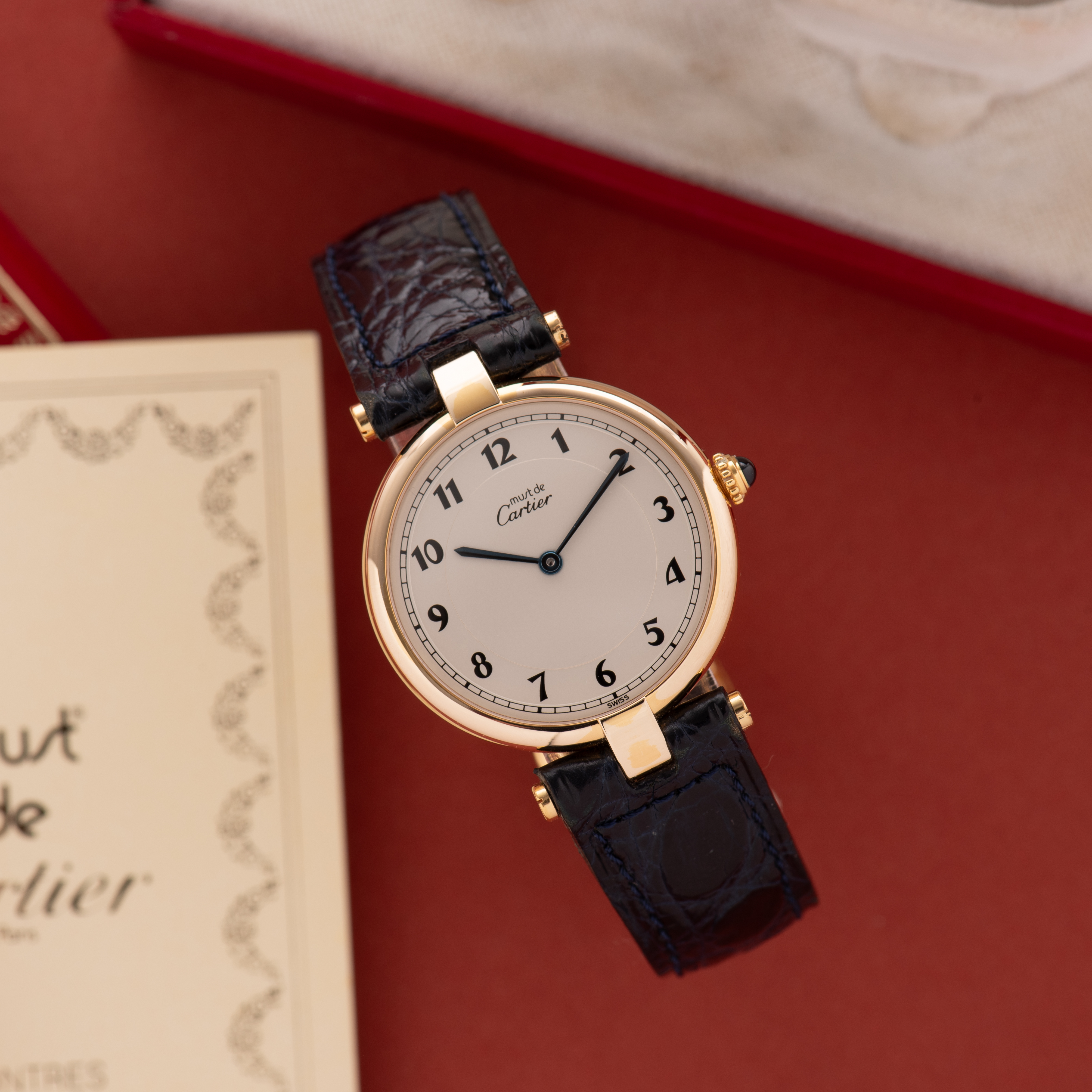 View of Cartier Must by Vendome Silver Arabic dial Quartz ref 590003 Full Set