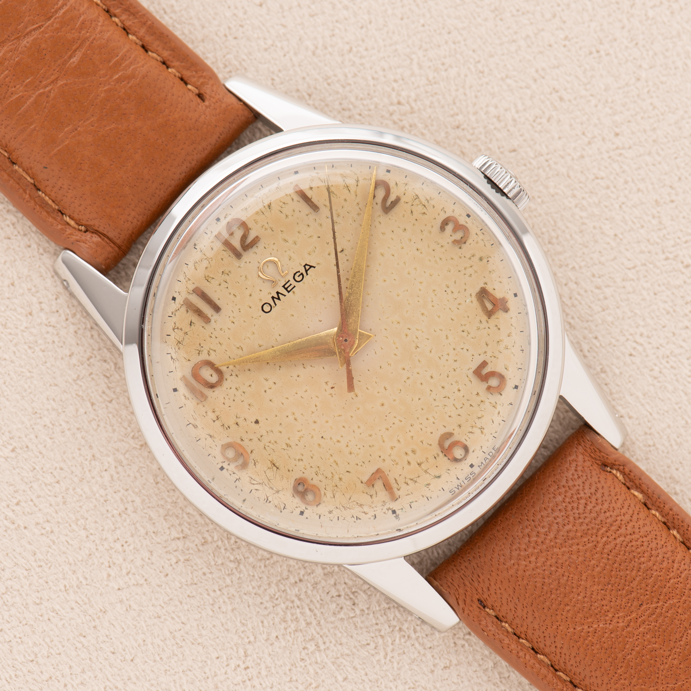 View of Omega Dress Watch Centre Seconds Arabic Dial ref 2496 from 1952