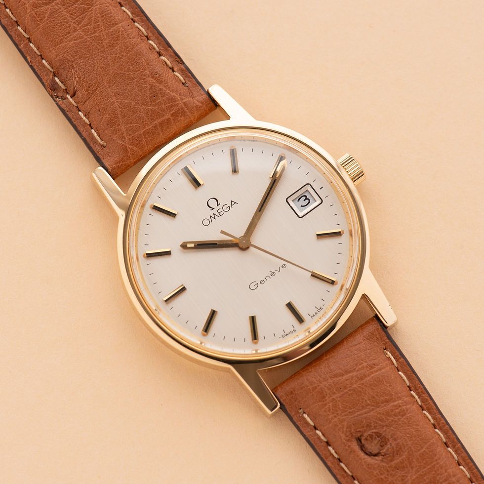 Miniature : Omega Genève Date Silver linen dial réf 136.0104 from 1974