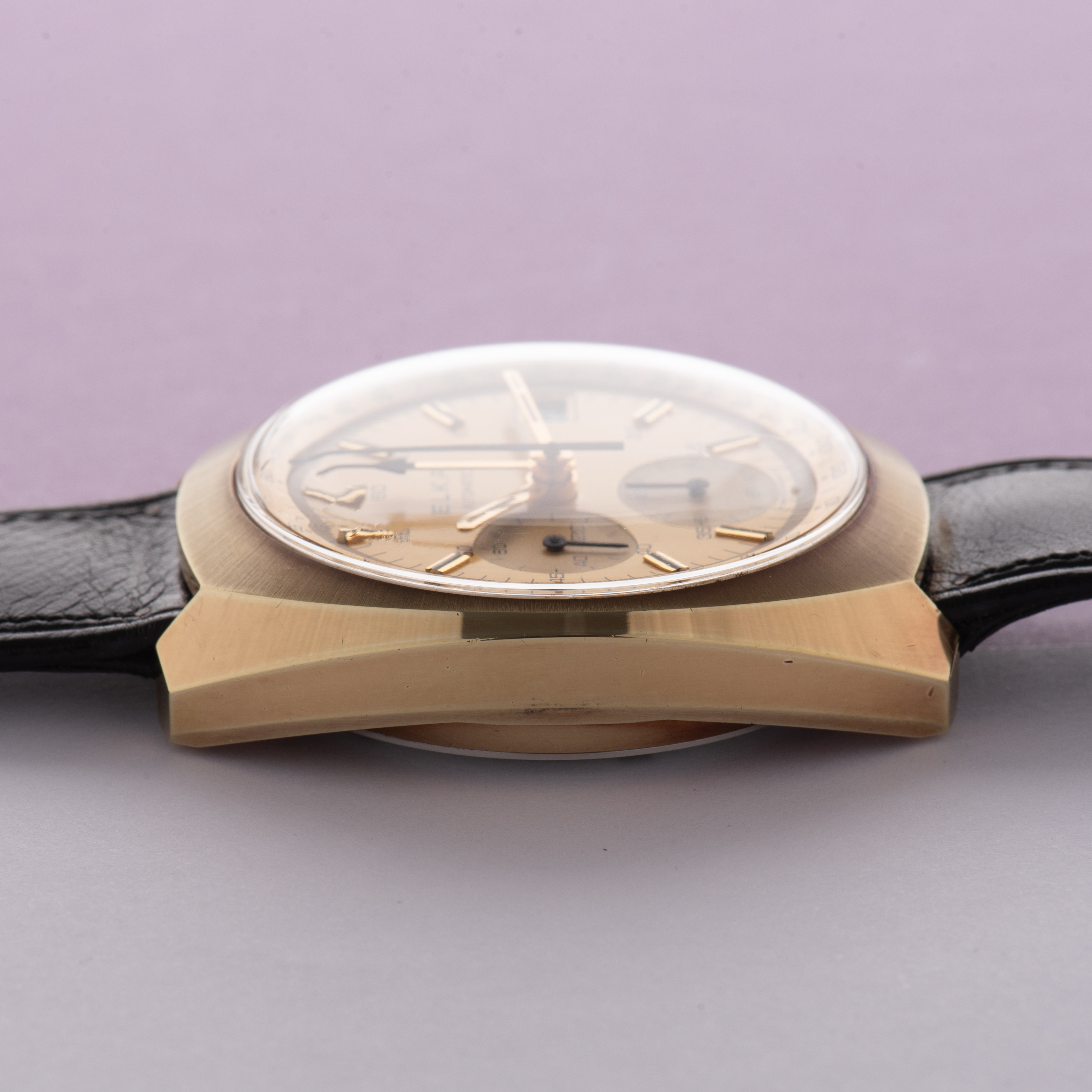 View of Elka Chronograph Lemania 1341 New Old Stock