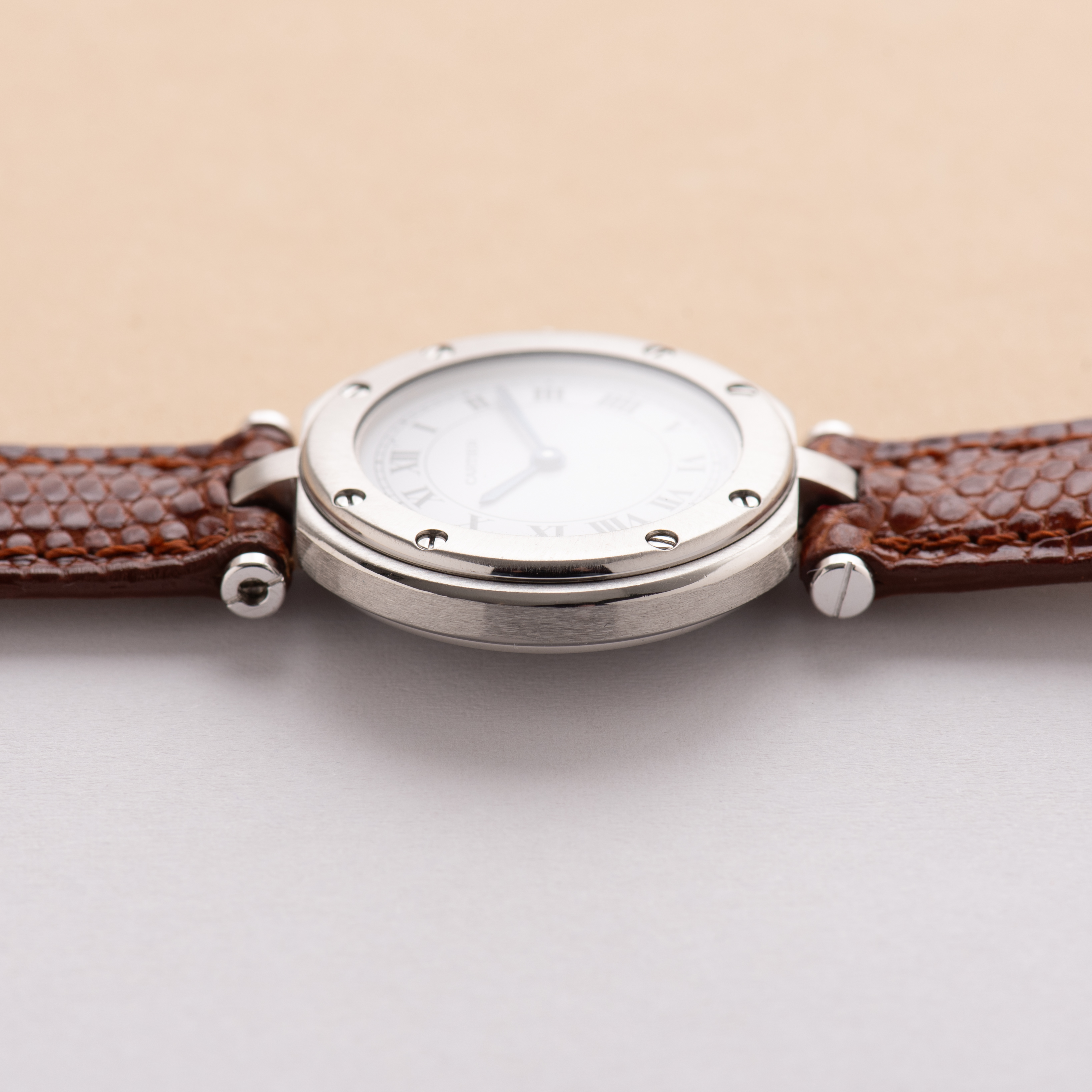 View of Cartier Santos Vendome White Roman dial réf 8192 Full set