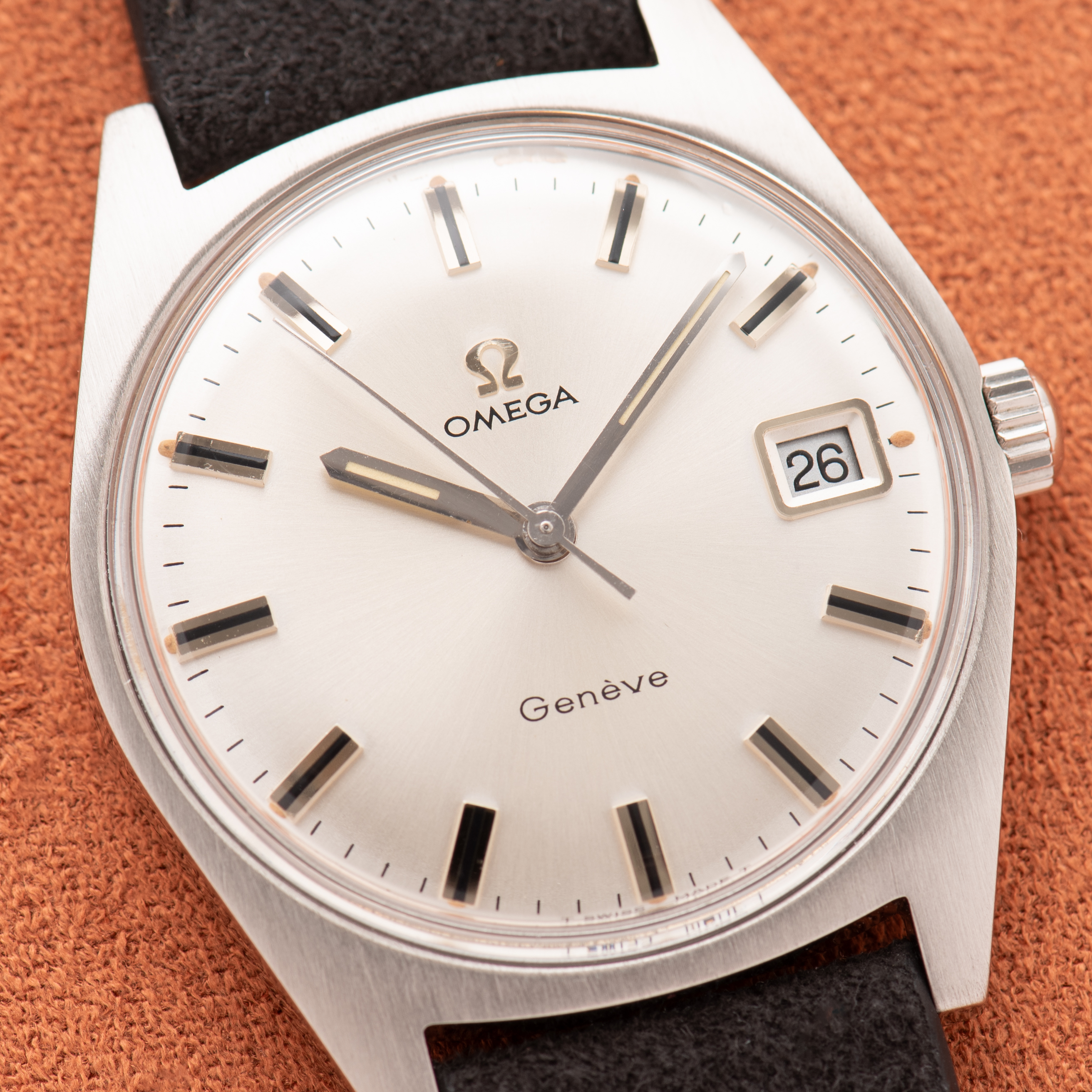 View of Omega Geneva Silver Dial mechanical ref 136,041 from 1969