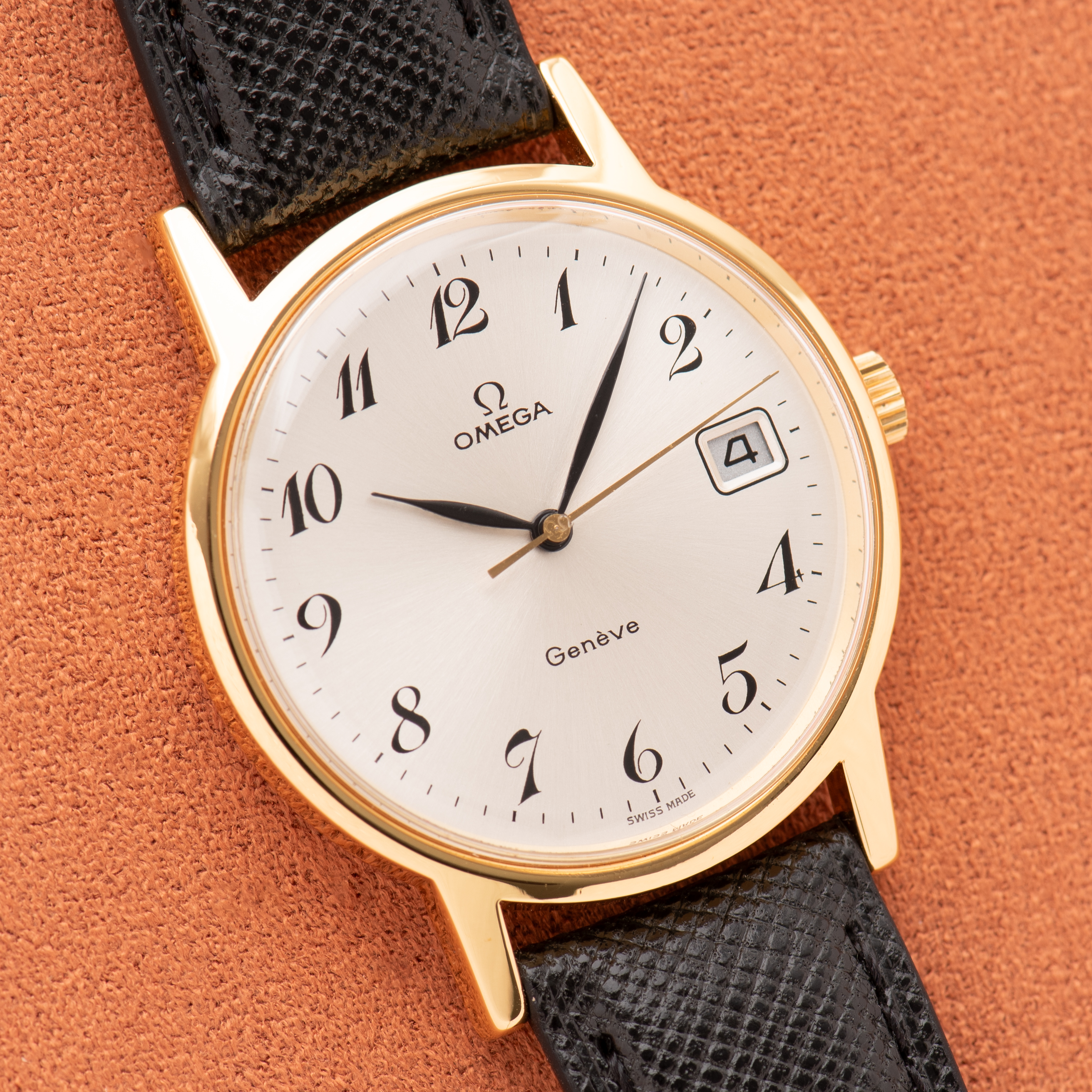 View of Omega Genève Gold Breguet Dial Ref 136.0099 from 1972
