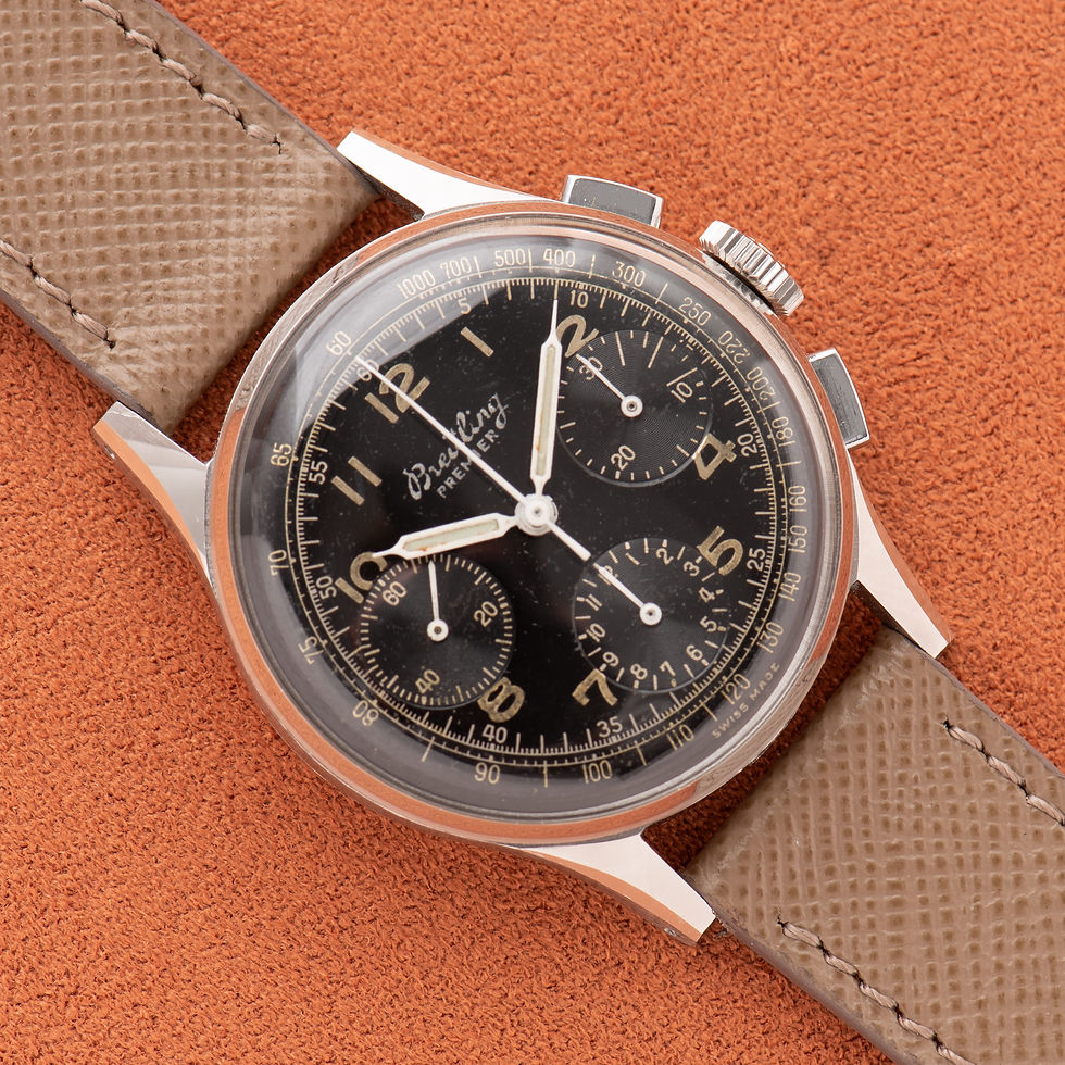 Thumbnail: Breitling Premier Chronograph Unpolished Gilt Black Dial Venus 152 Réf 787