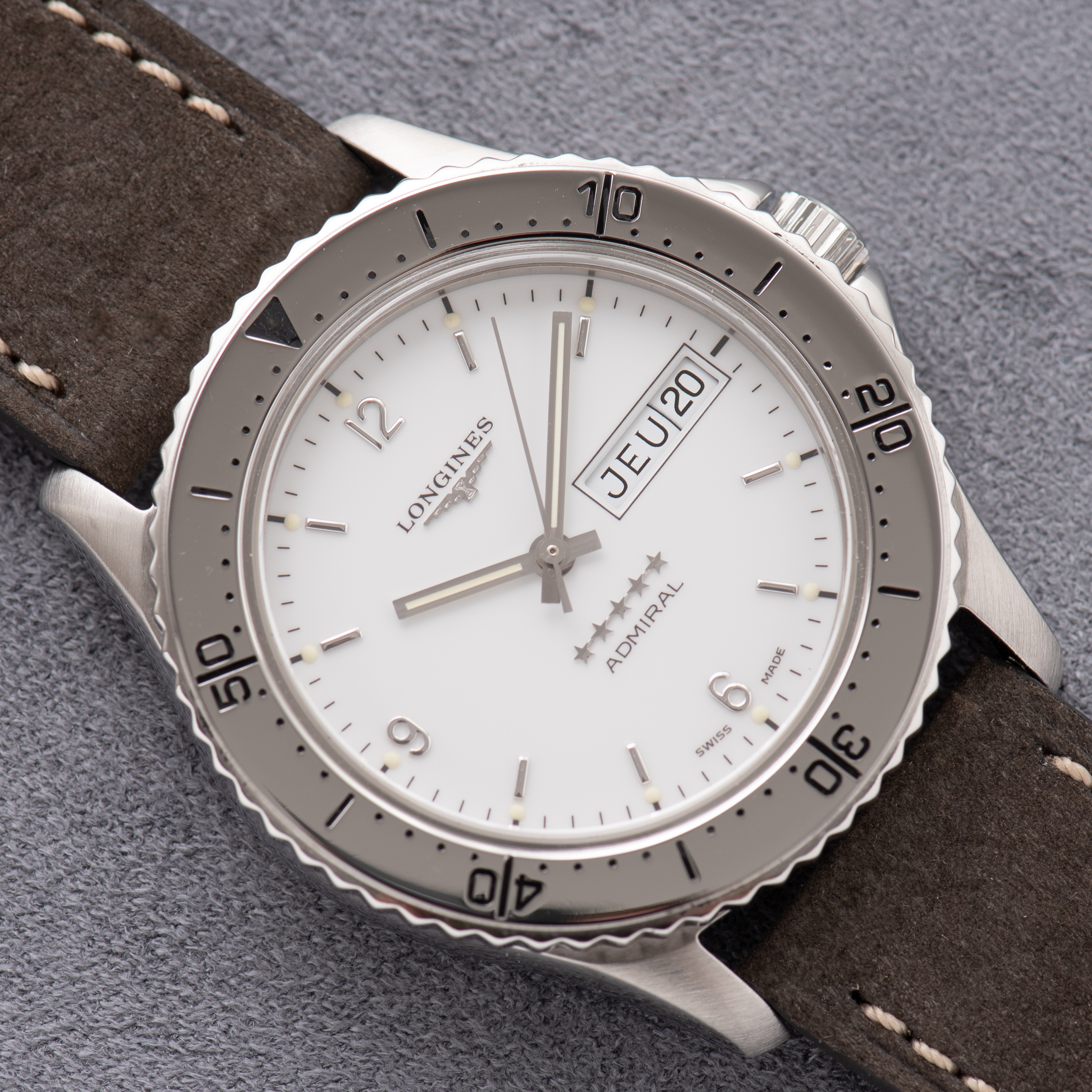 View of Longines Admiral Automatic Day-date White Dial L3.60.4