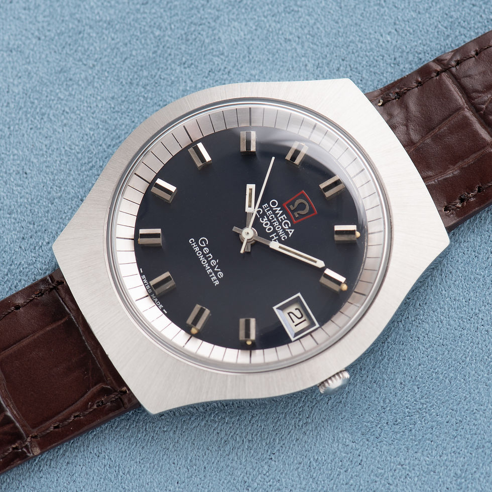 Thumbnail: Omega Electronic F300 Hz Genève Chronometer Blue dial Réf 198.021