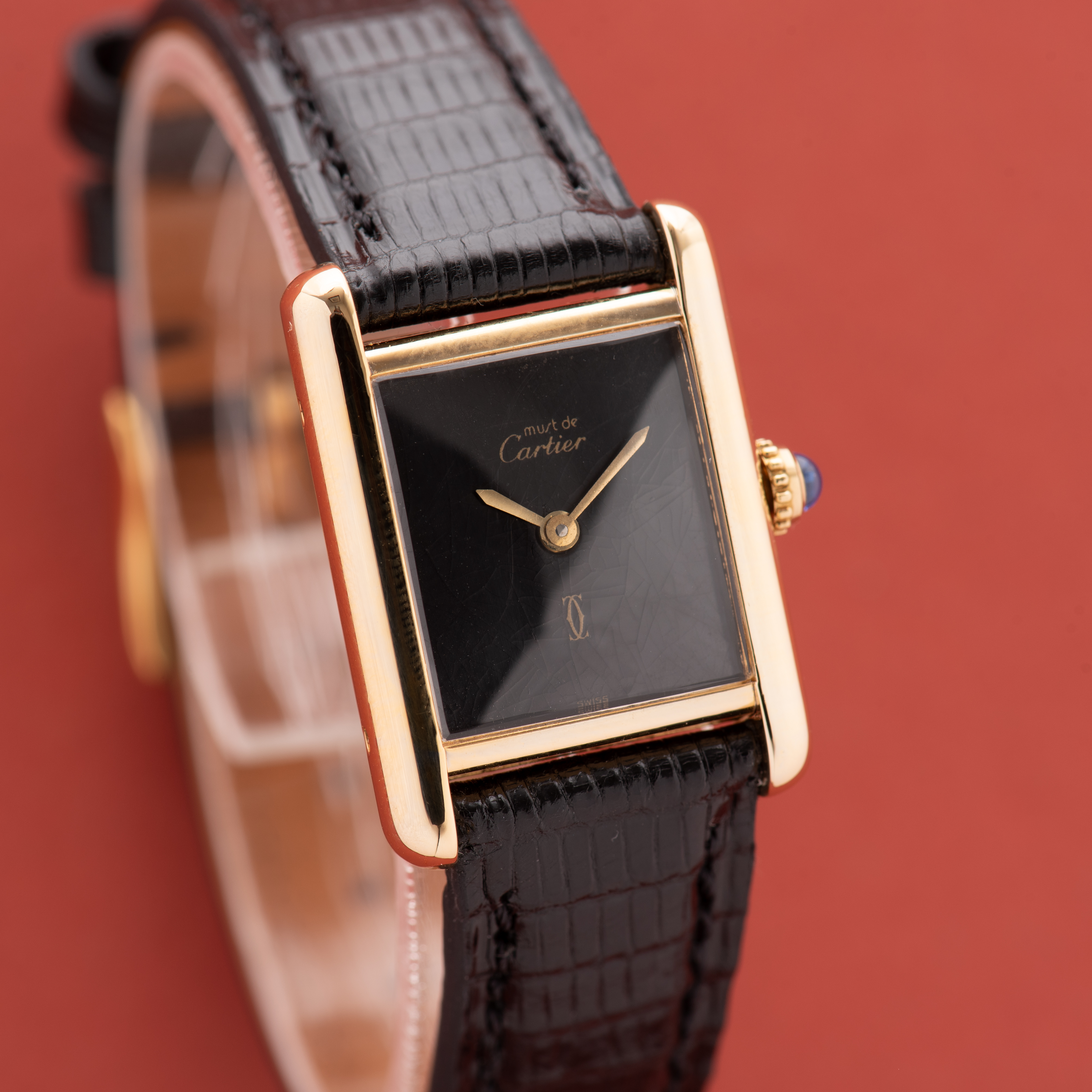 Vue de Cartier Must de Tank de Must Vermeil PM Onyx Black Spider Dial