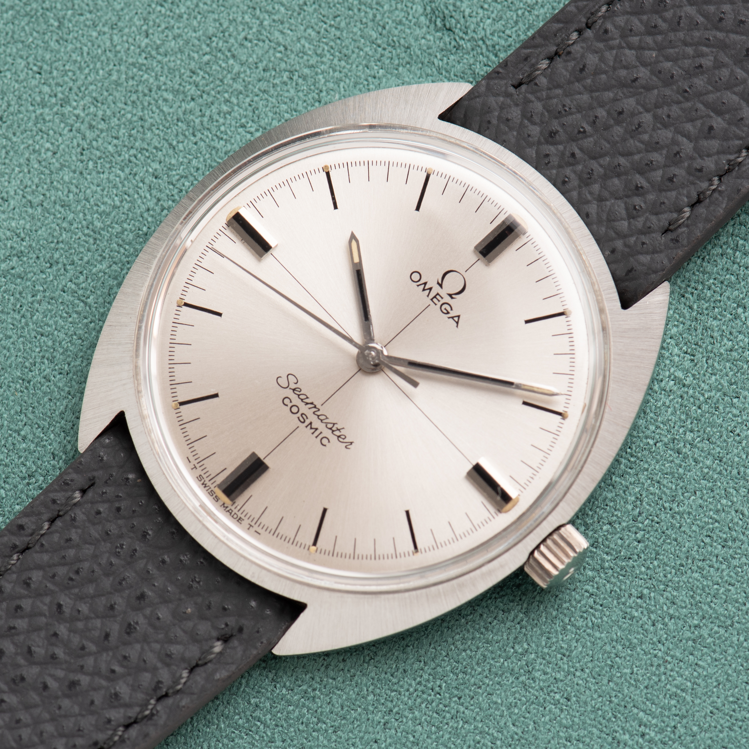 View of Omega Seamaster Cosmic Crosshair Silver Dial Ref 135.017 cal 601 from 1968