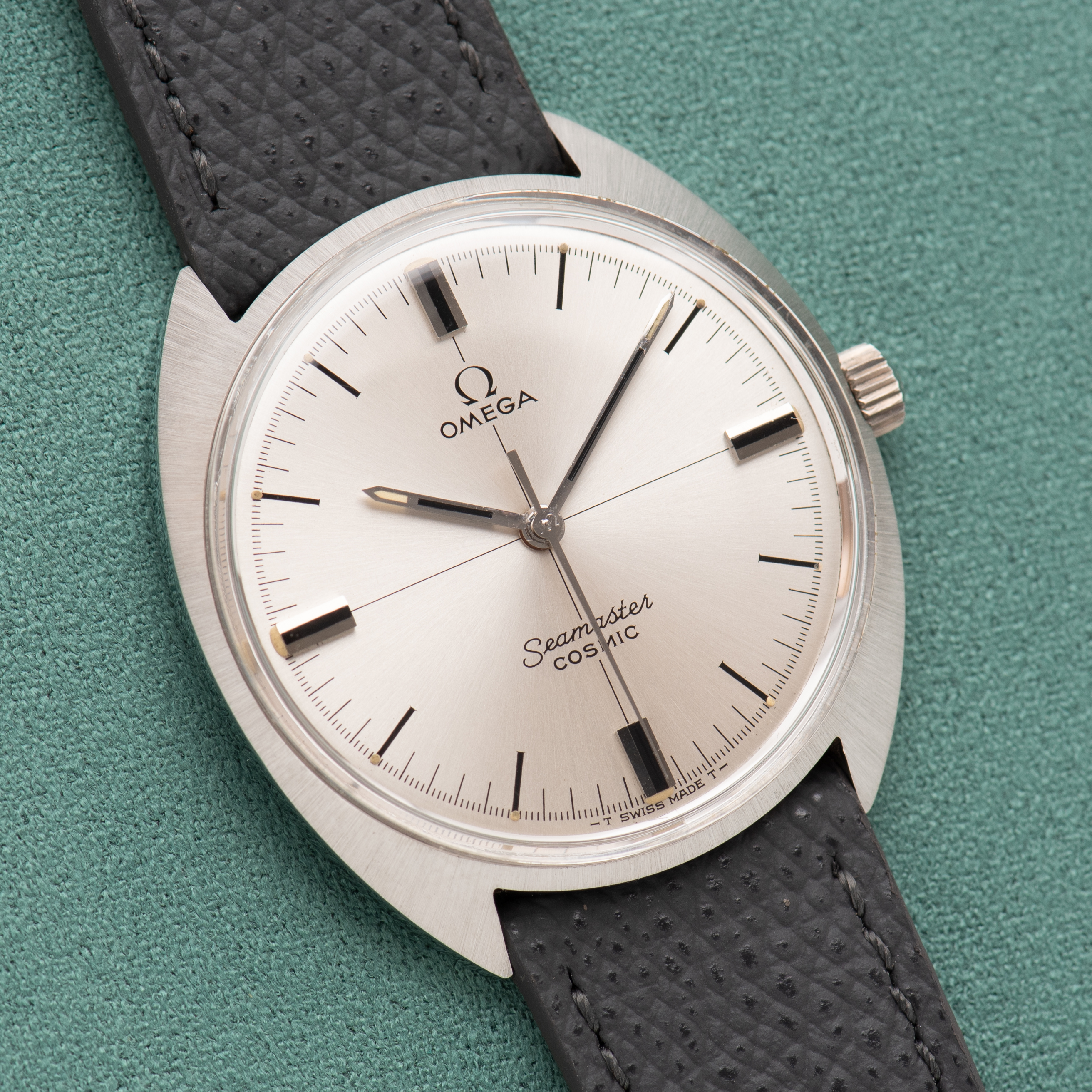 View of Omega Seamaster Cosmic Crosshair Silver Dial Ref 135.017 cal 601 from 1968