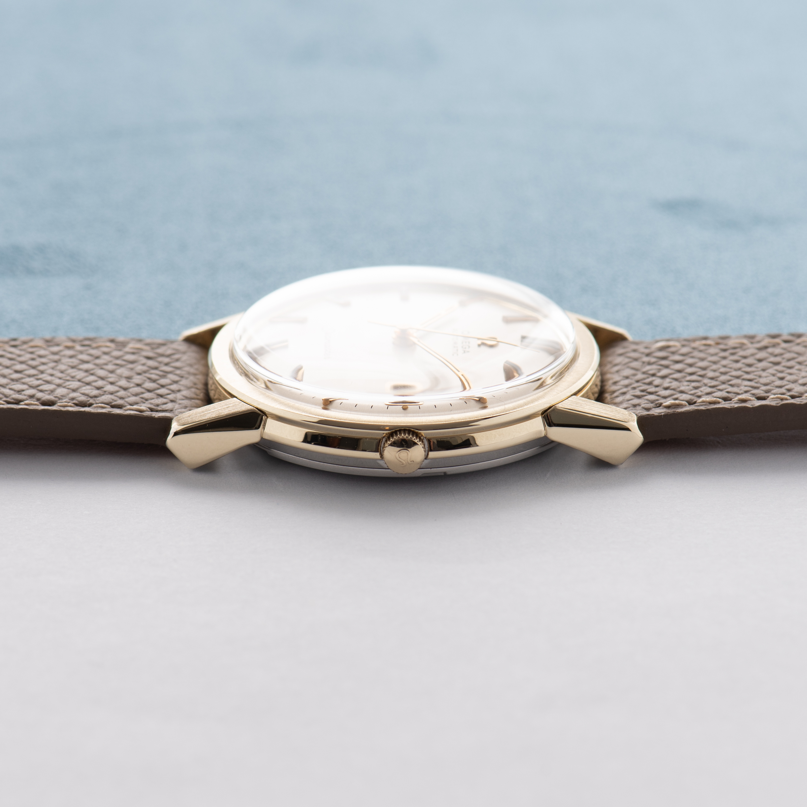View of Omega Automatic Seamaster Date Silver/Creme Dial Ref 166.003 from 1967