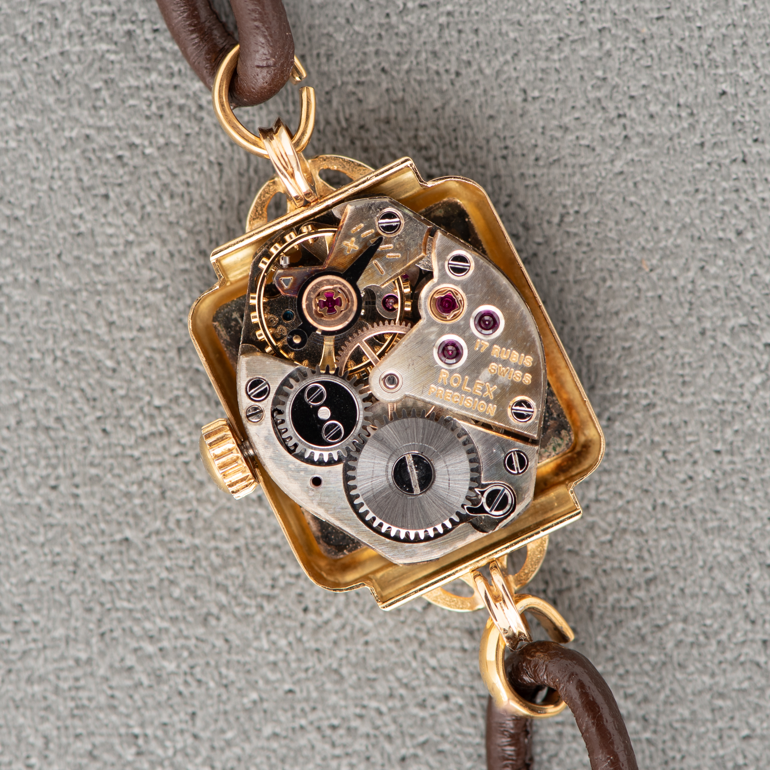 Zicht op Rolex Precisie horloge 18K Geelgoud Ref 9229 cal 1300