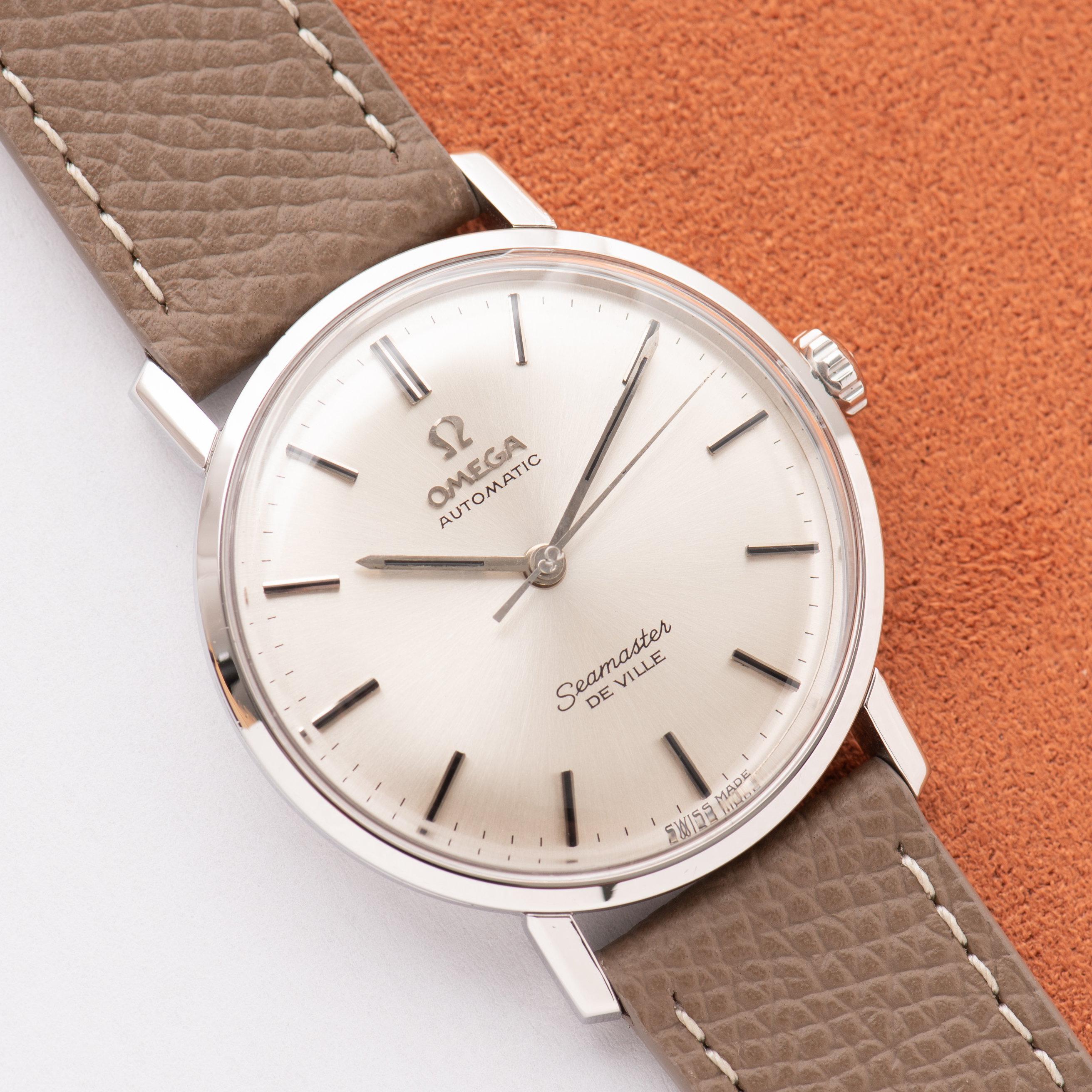 View of Omega Seamaster De Ville Automatic Silver Dial Ref 166.020 from 1964