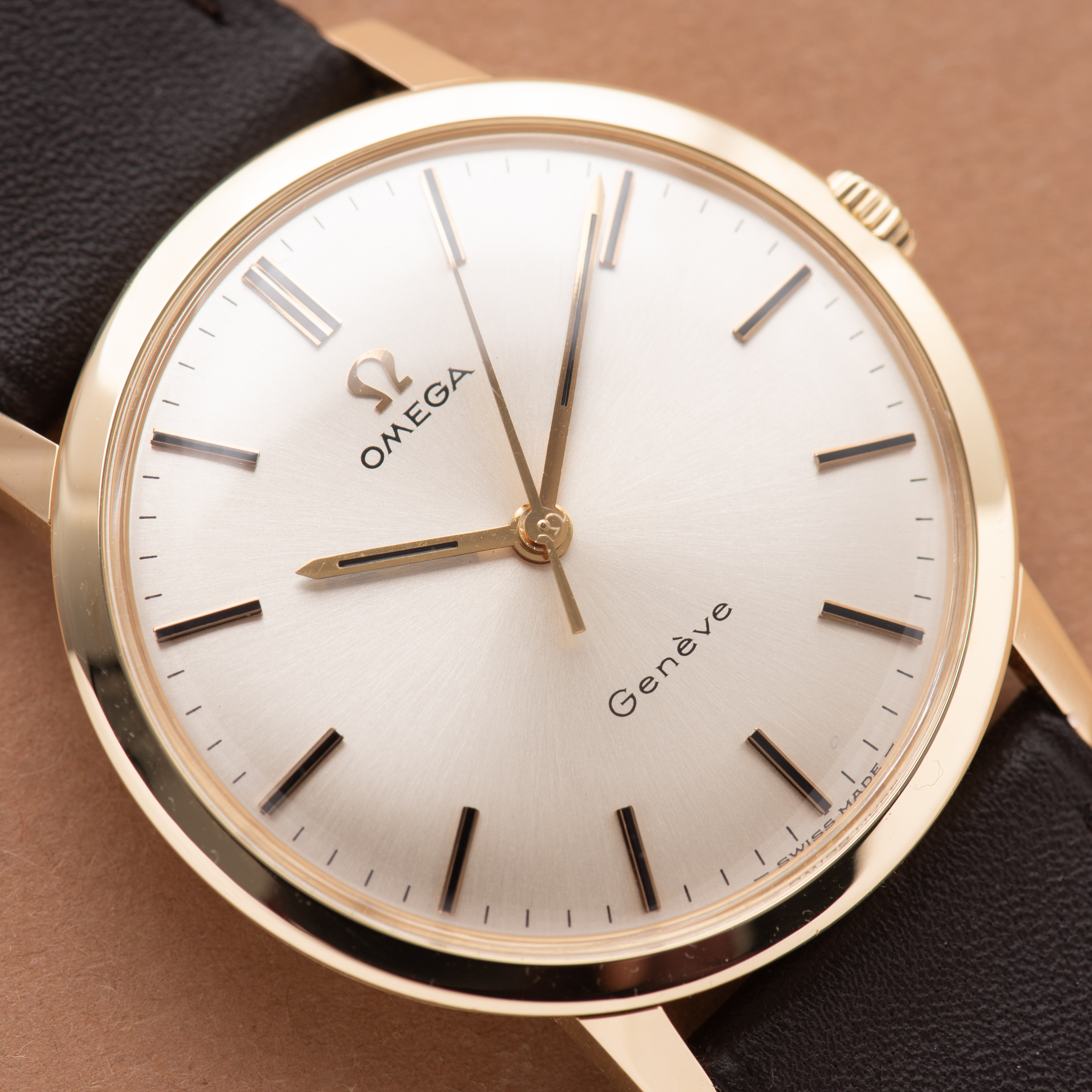 View of Omega Geneva Dress Watch 14K Yellow Gold Ref 131.021SP from 1969