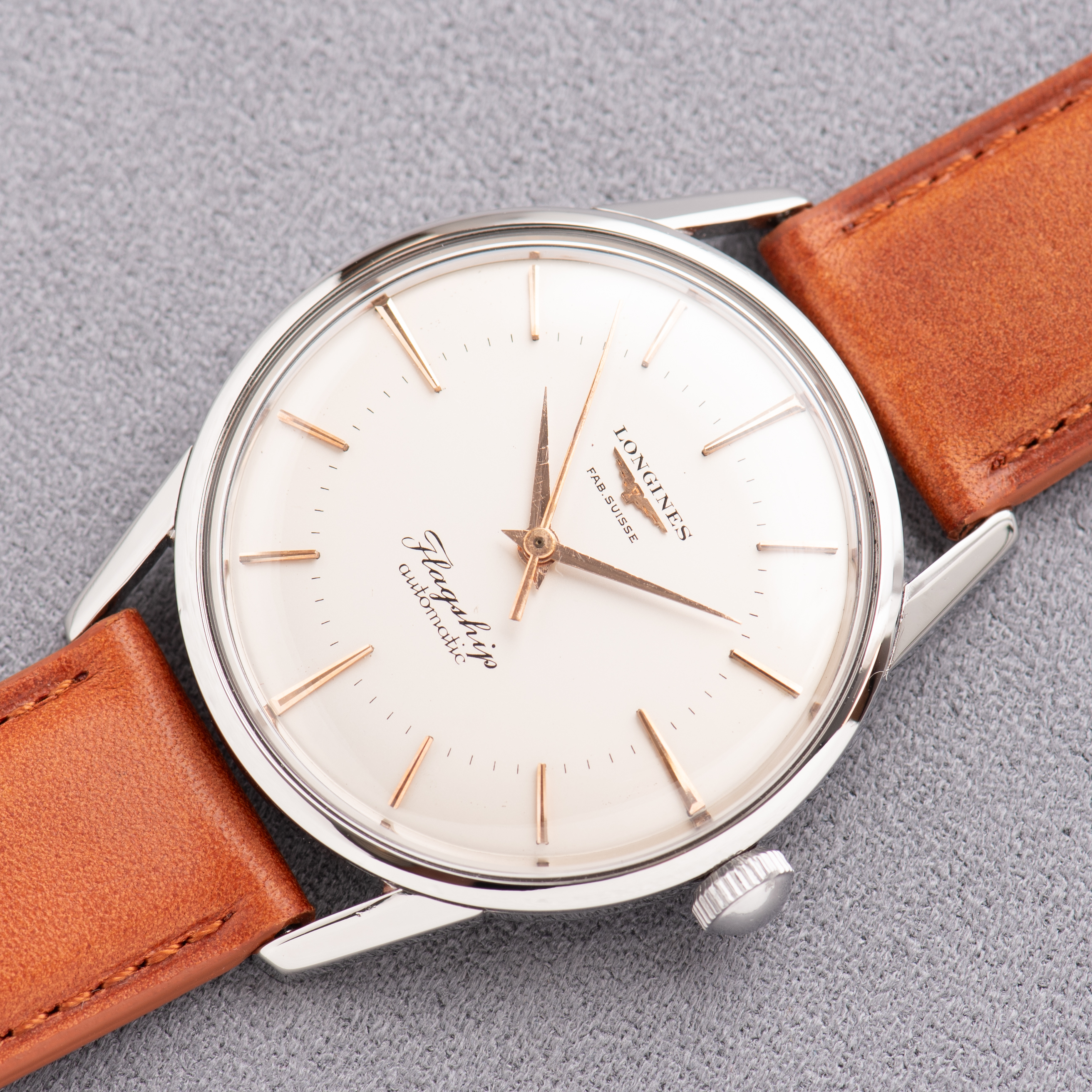 Zicht op Longines Flagship Automatic Steel – Caliber 380 – Ref. 1104 – Circa 1970-1980