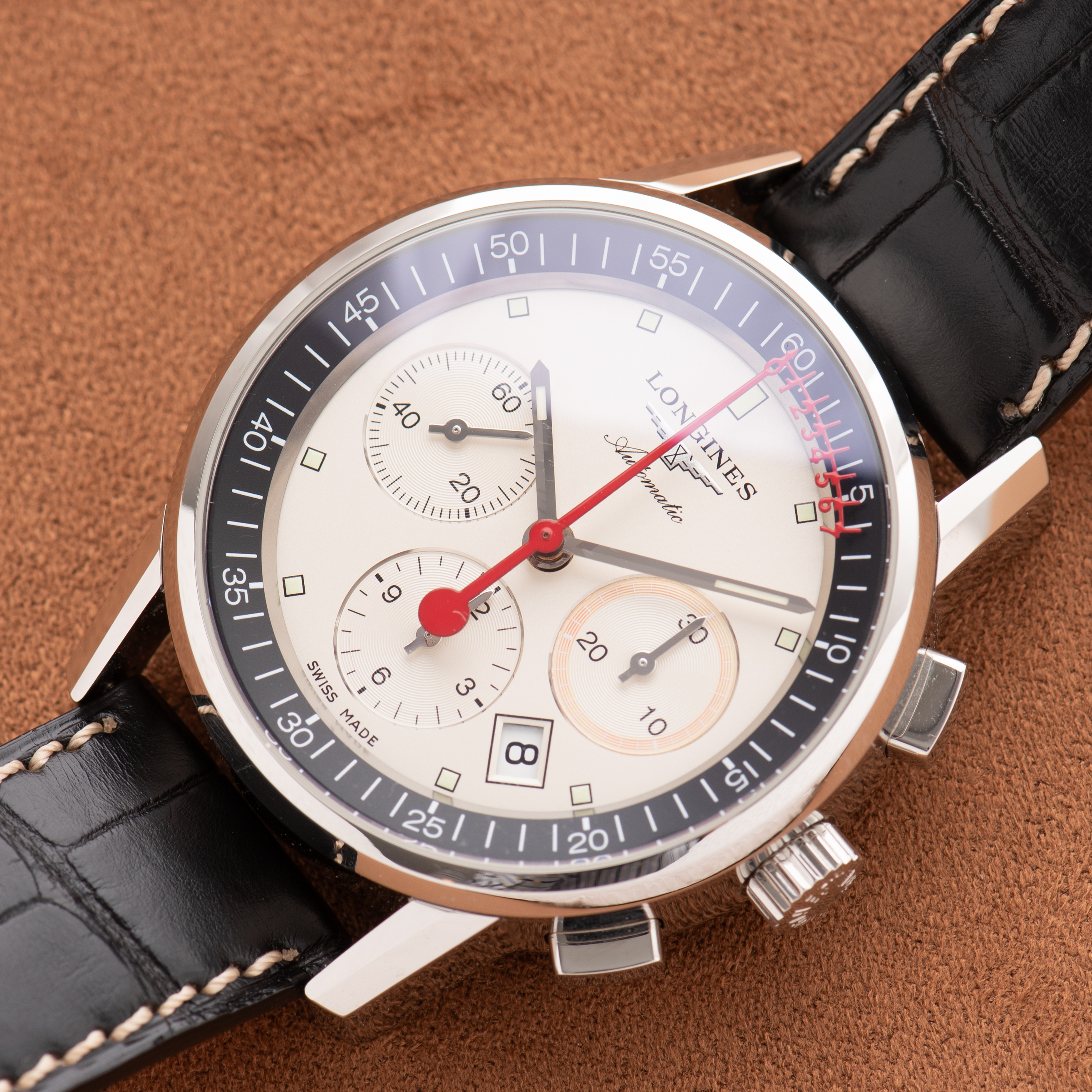 Zicht op Longines Heritage Chronograph Column Wheel Ref L.4.754.4 Volledige Set uit 2024